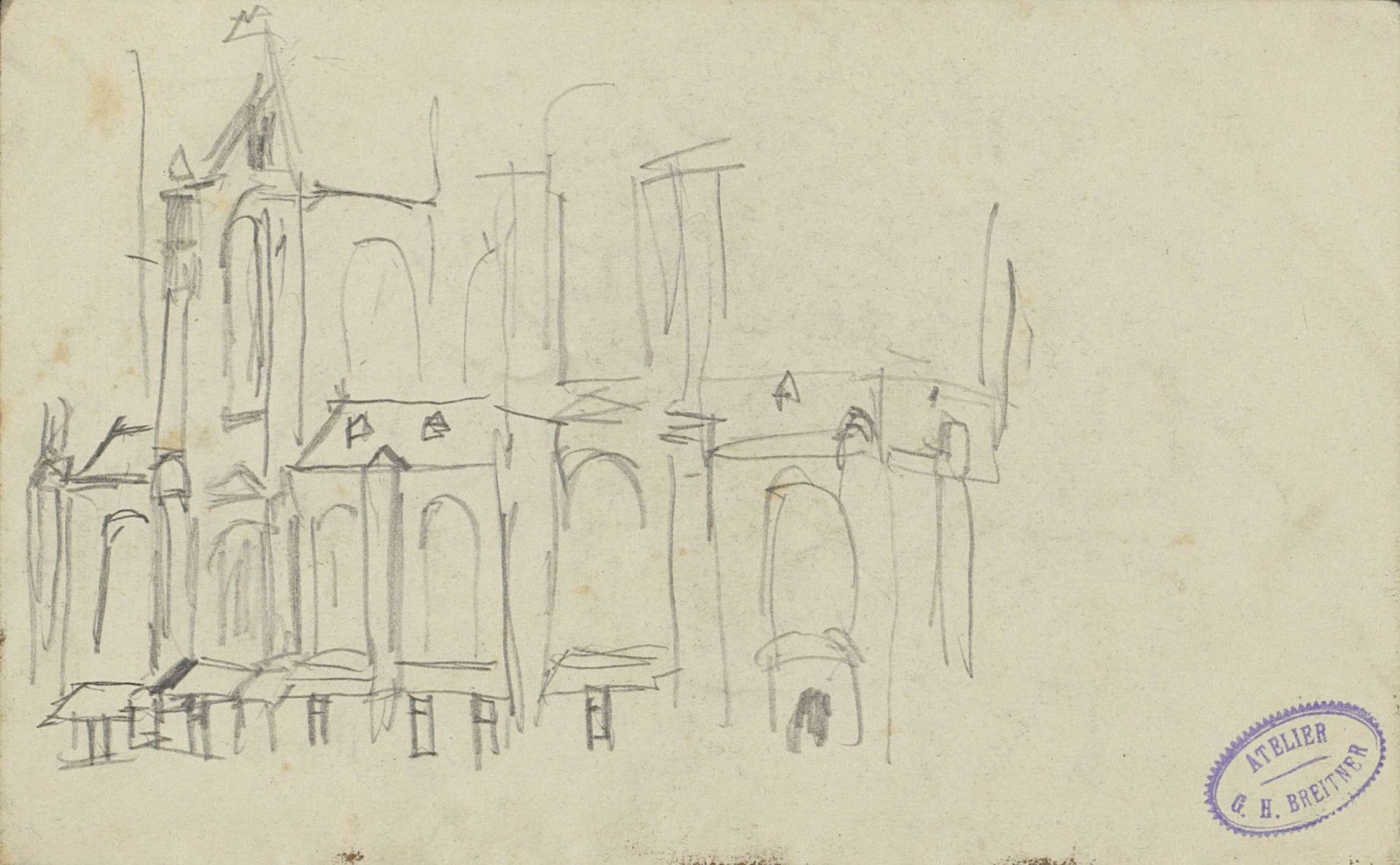Gezicht op de Nieuwe Kerk te Amsterdam by George Hendrik Breitner