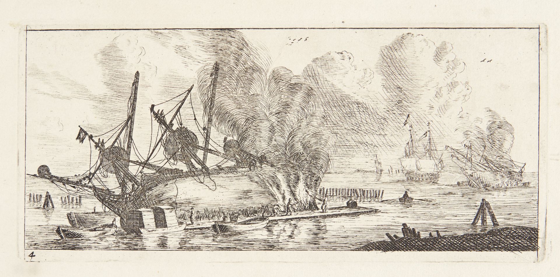 To skibe, kølhalet til kalfatring by Reinier Nooms
