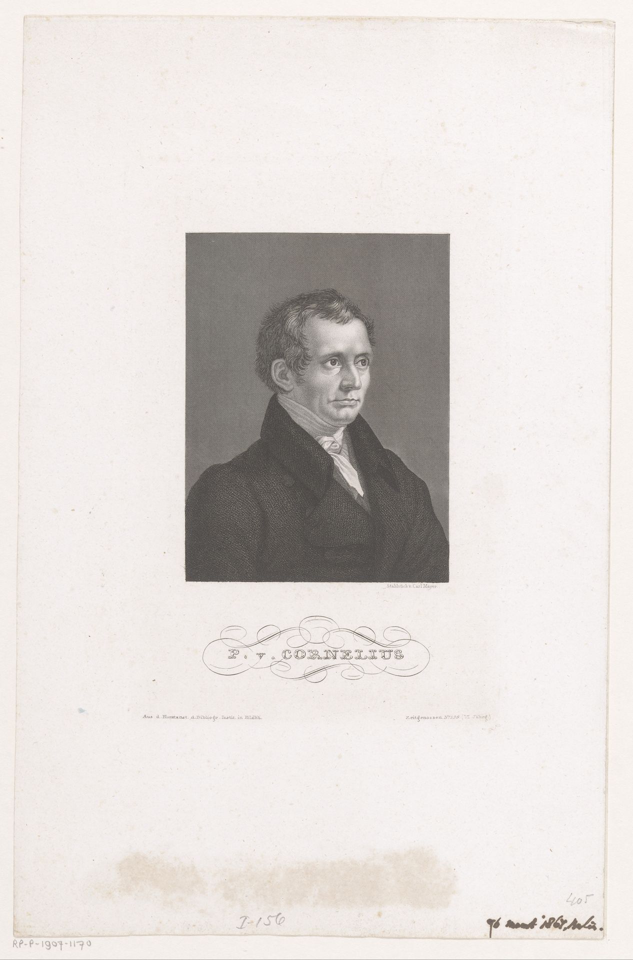 Portret van Peter von Cornelius by Carl Mayer