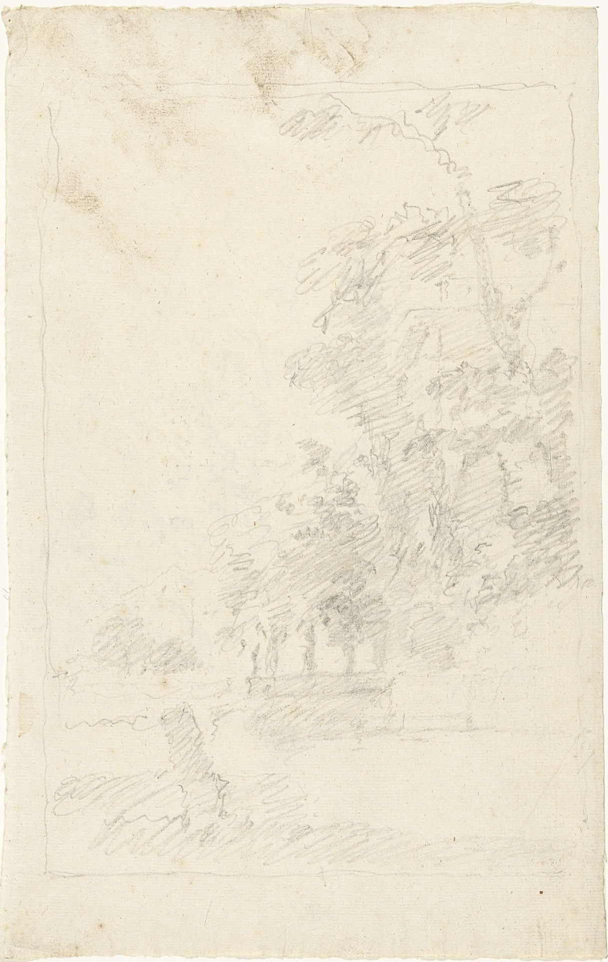 Landschap met een gebouw tussen hoge bomen by Dionys van Nijmegen
