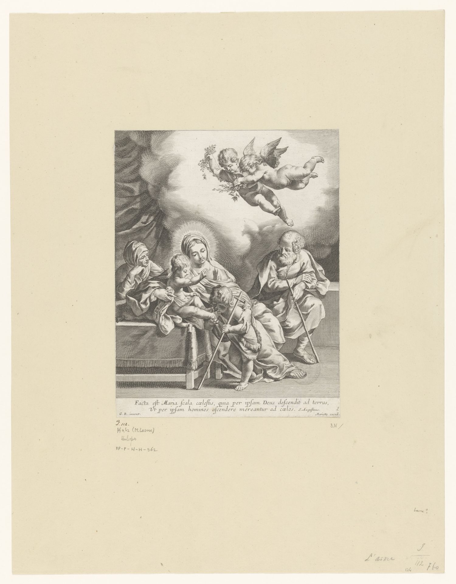 Heilige Familie met Elisabeth en Johannes de Doper by Michel Lasne
