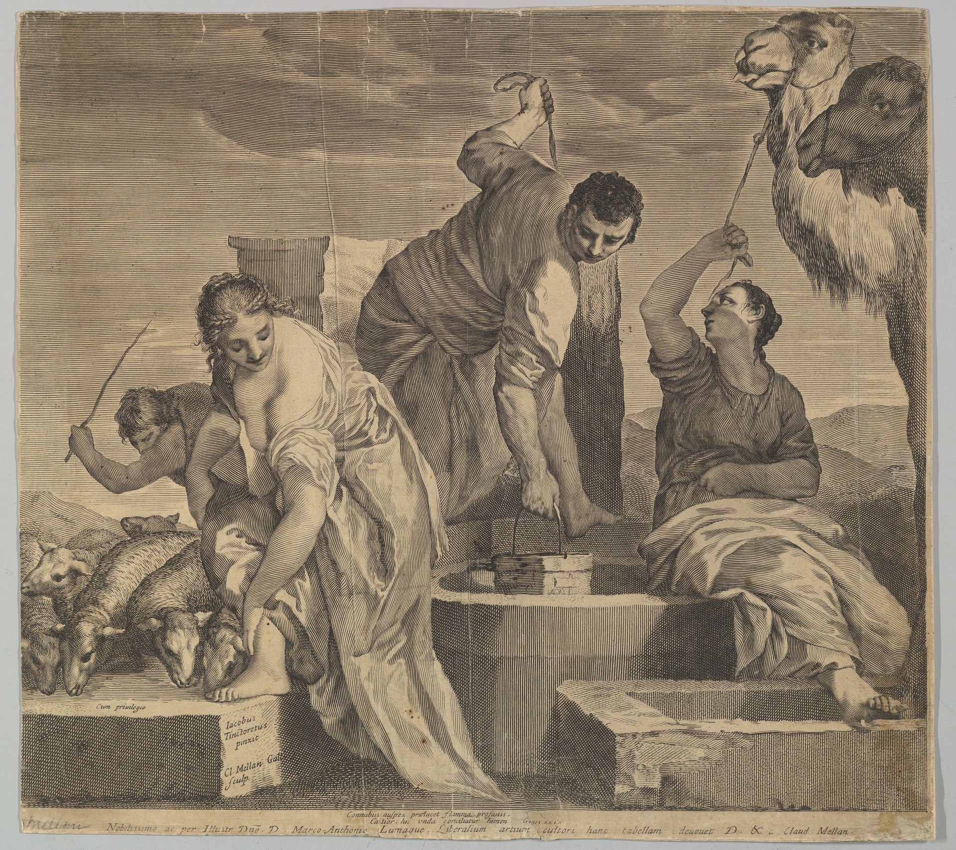 Jacob Draws Water for Rachel's  Animals (Jacob abreuve le troupeau de Rachel) by Claude Mellan