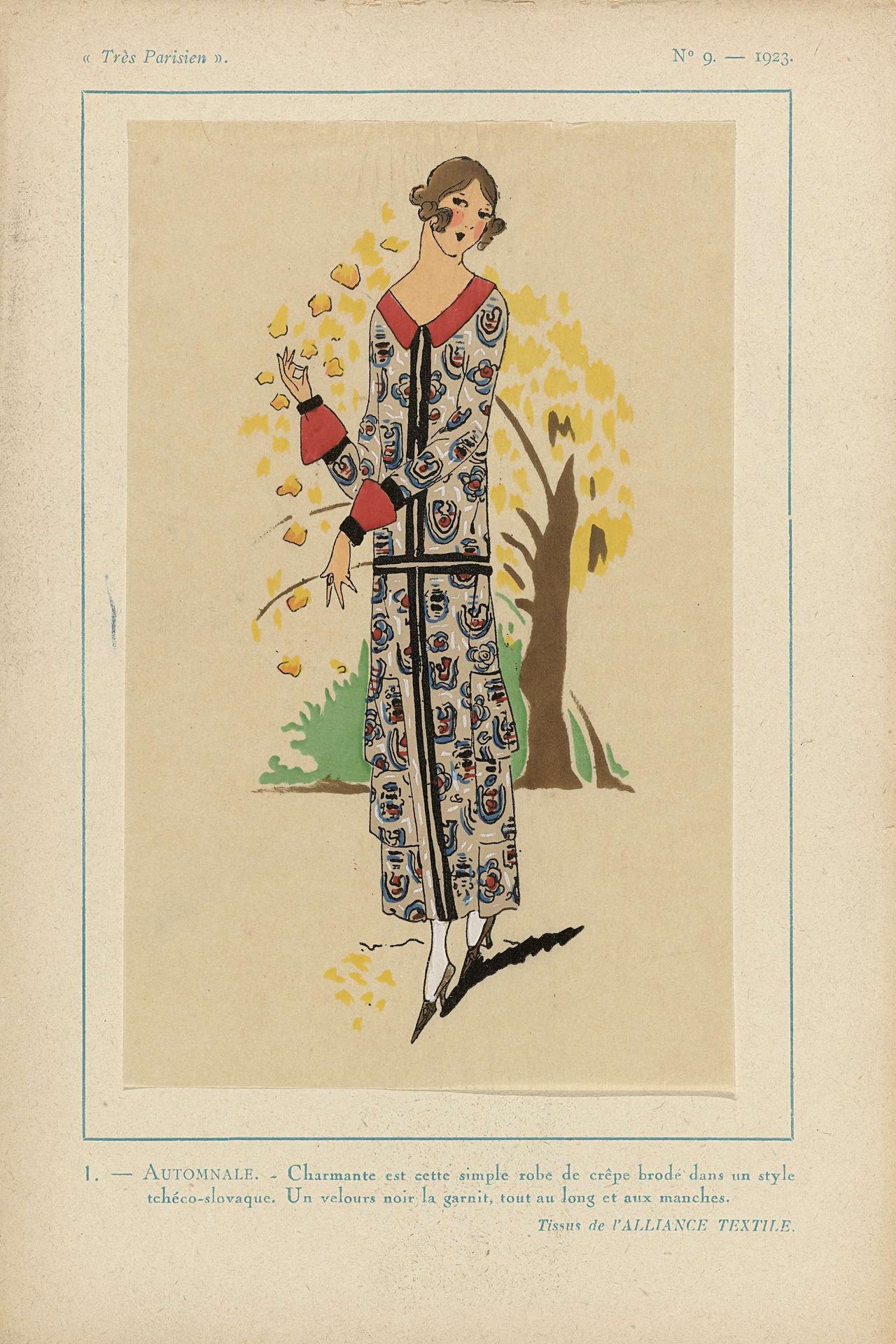 Très Parisien, 1923, No 9.1 - AUTOMNALE. - Charmante est cette simple robe... by Anonymous