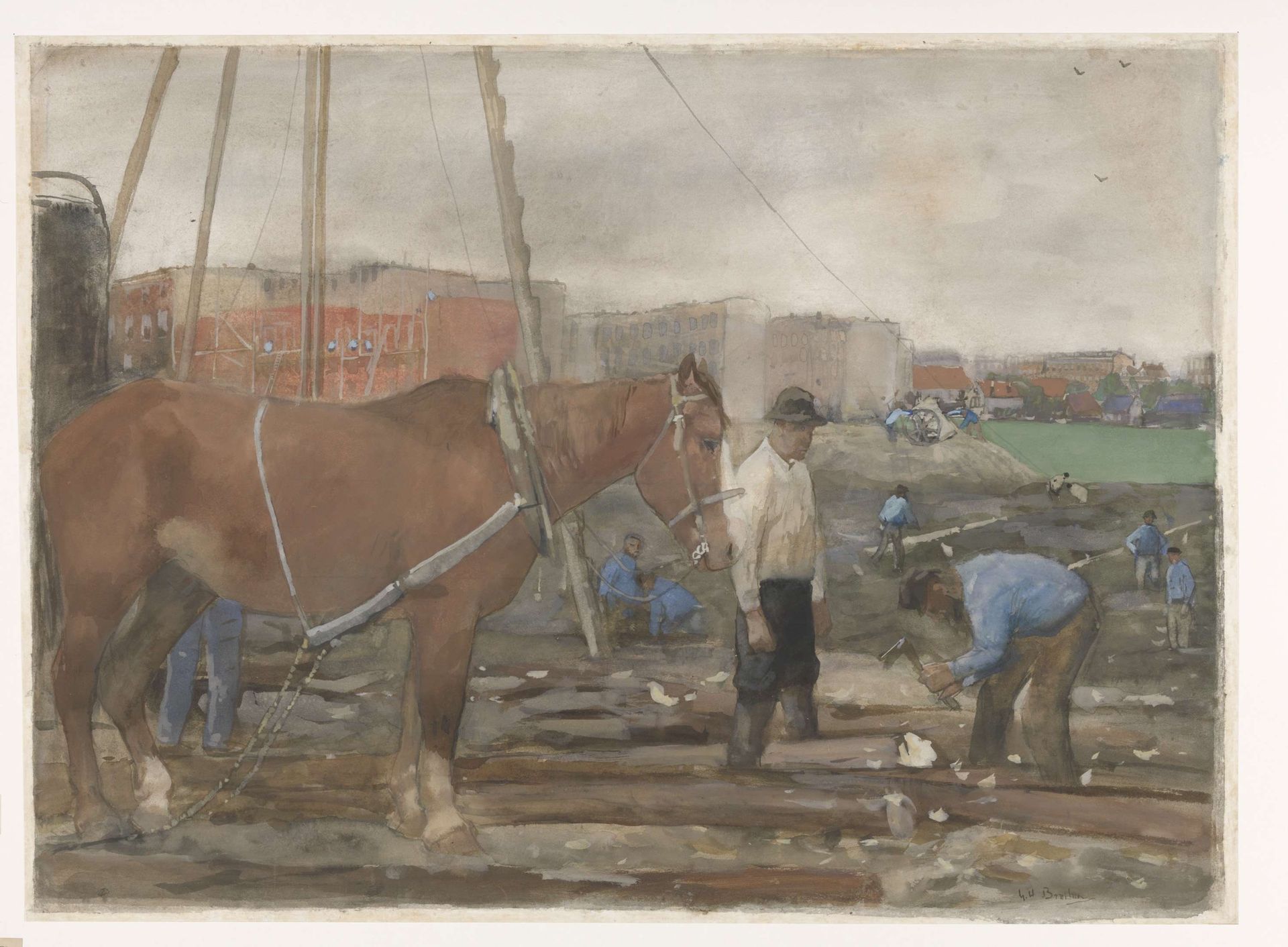 Bouwterrein Oud-West te Amsterdam by George Hendrik Breitner