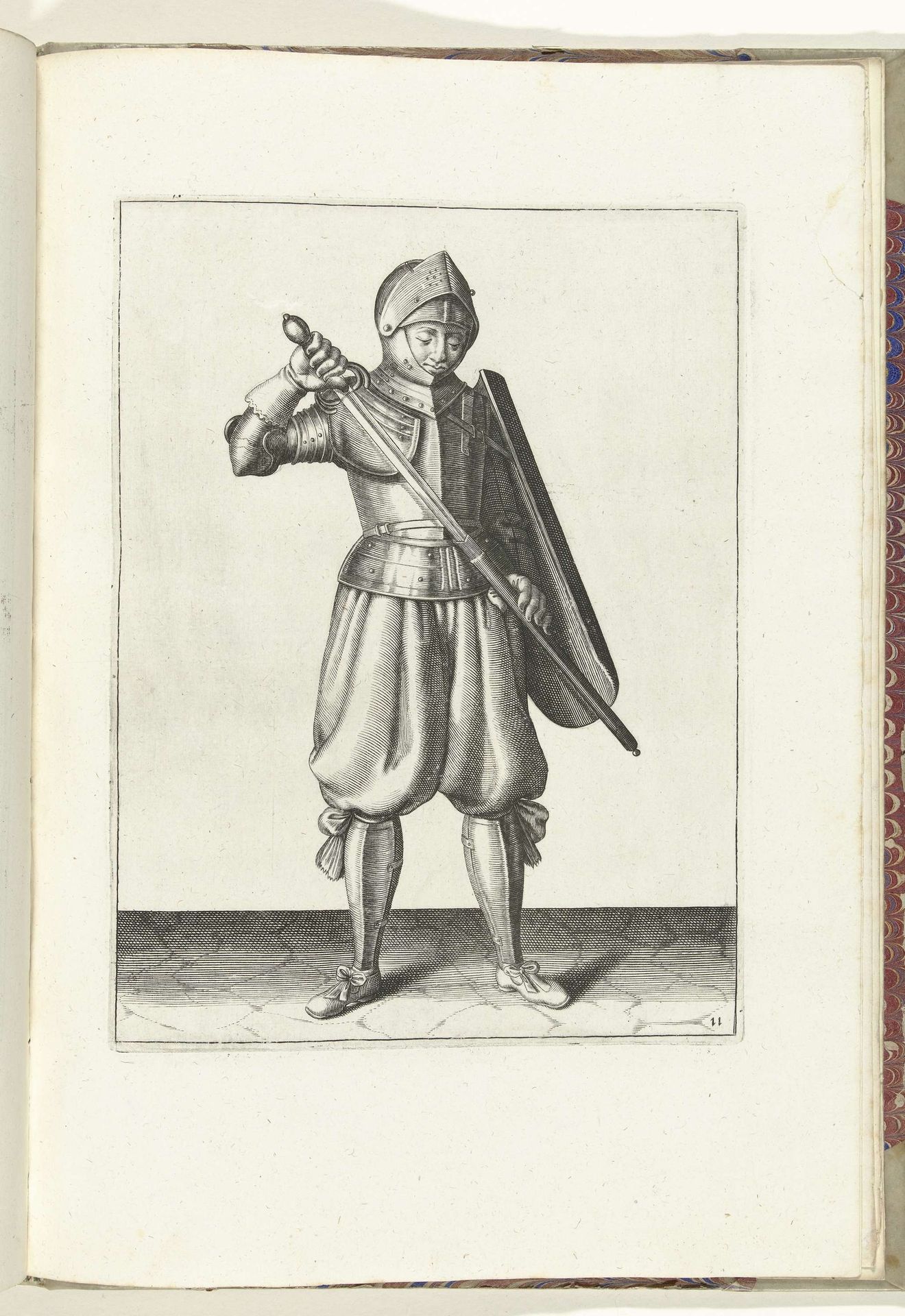 De exercitie met de targe en rapier: de soldaat steekt zijn rapier terug in de schede, (nr. 11), 1618 by Adam van Breen
