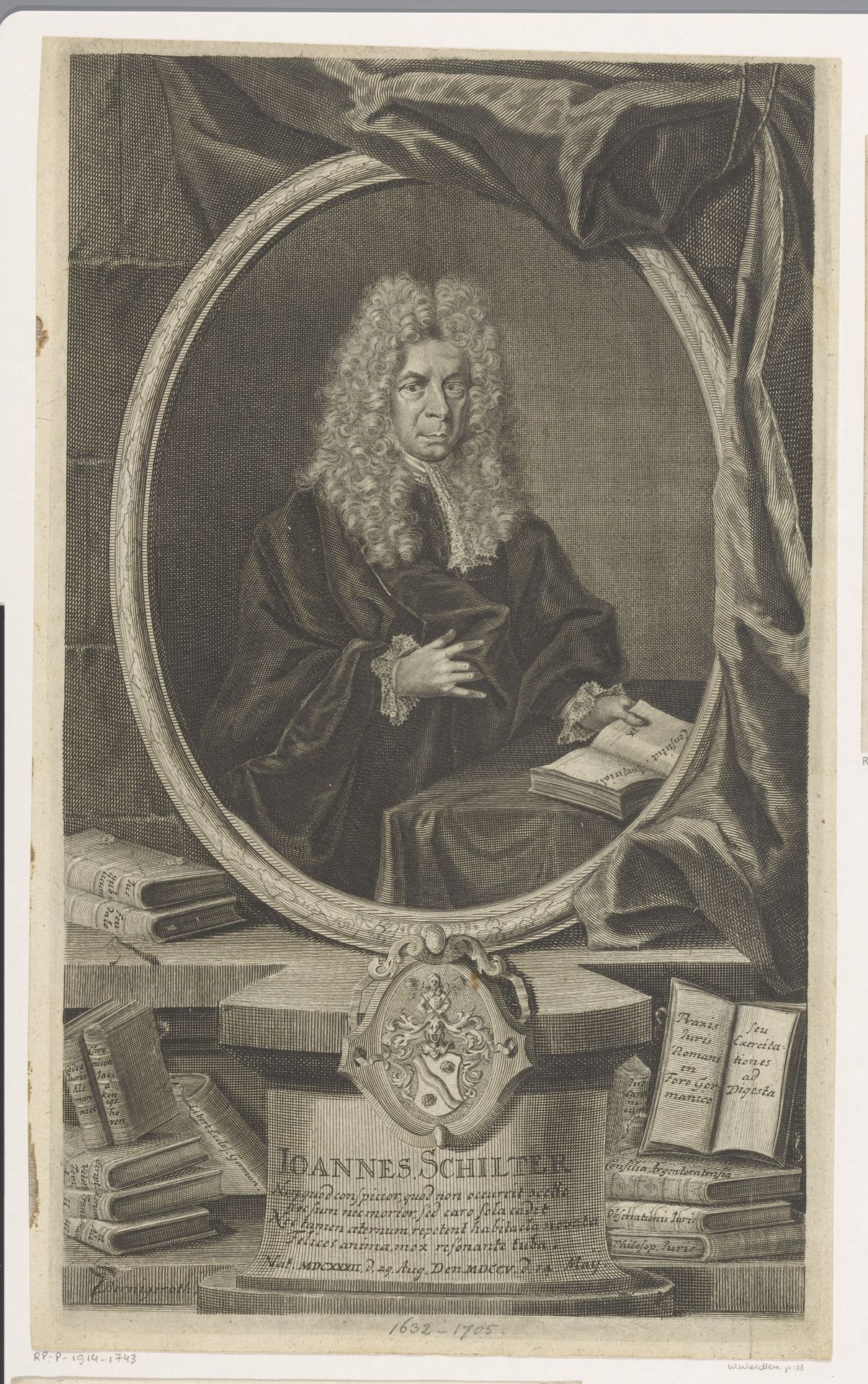 Portret van Johann Schilter by Martin Bernigeroth