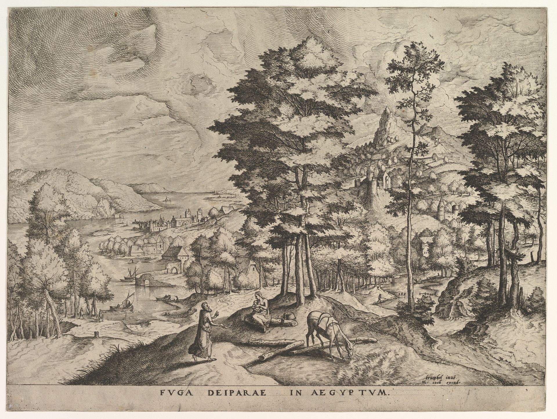 Flight into Egypt (Fuga deiparae in Aegyptum) from The Large Landscapes by Johannes van Doetecum I