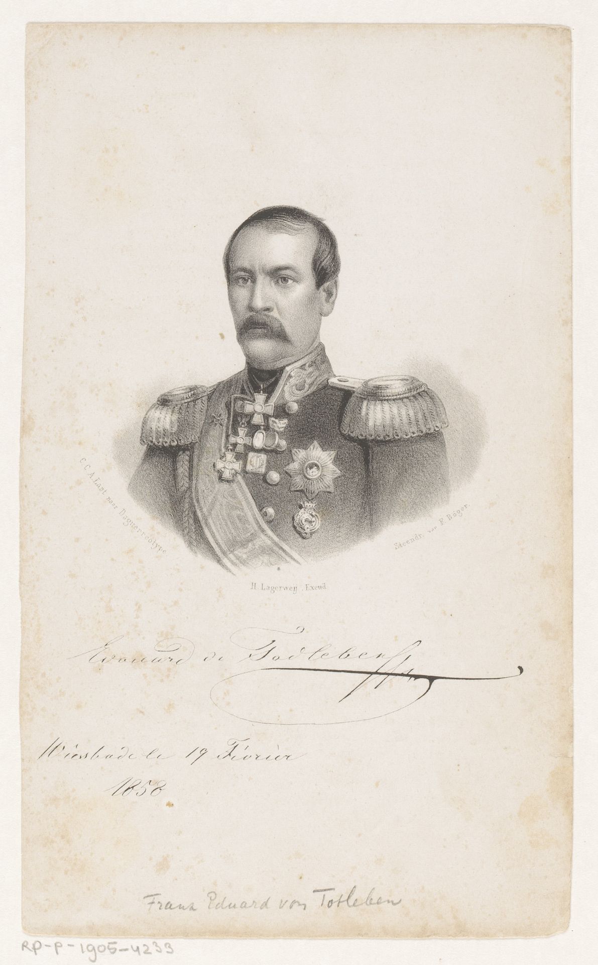 Portret van Eduard Totleben by Carel Christiaan Antony Last