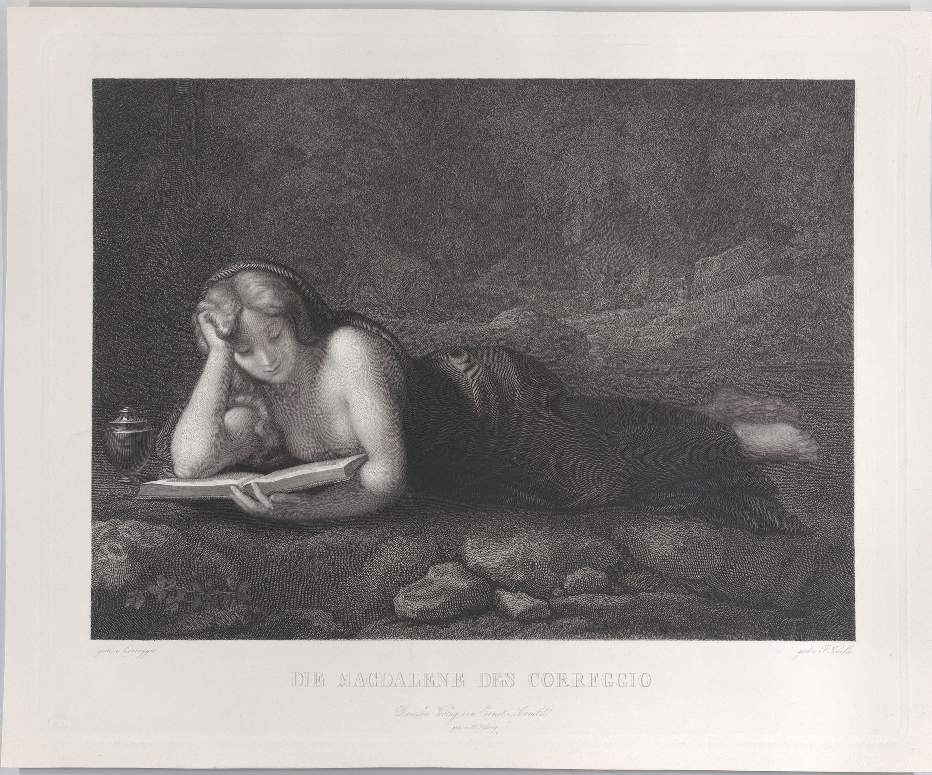 Mary Magdalene reading in the desert by Johann Heinrich Friedrich Ludwig Knolle
