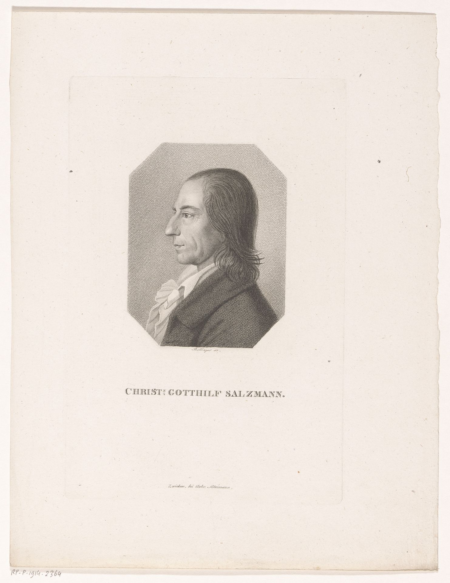 Portret van Christian Gotthilf Salzmann by Friedrich Wilhelm Bollinger
