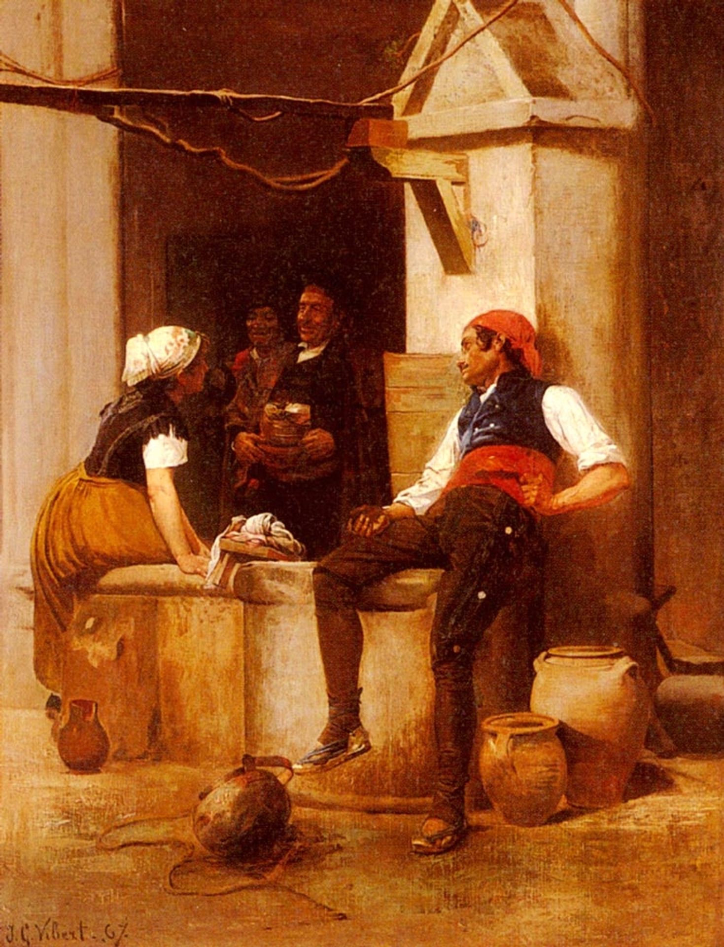 Chatting by the Fountain by Jehan Georges Vibert