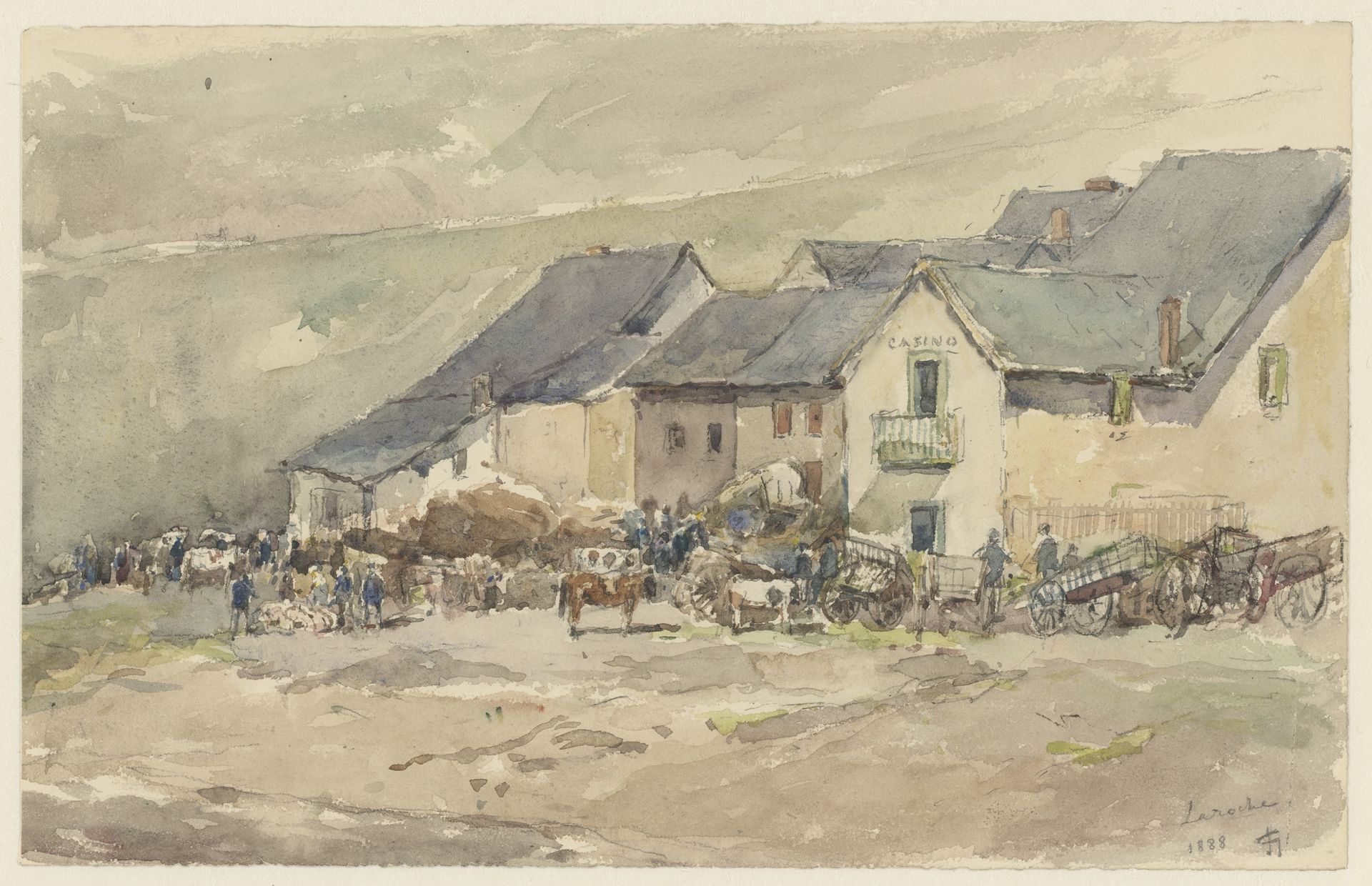 Dorpstafereel te Laroche by Carel Nicolaas Storm van 's-Gravesande