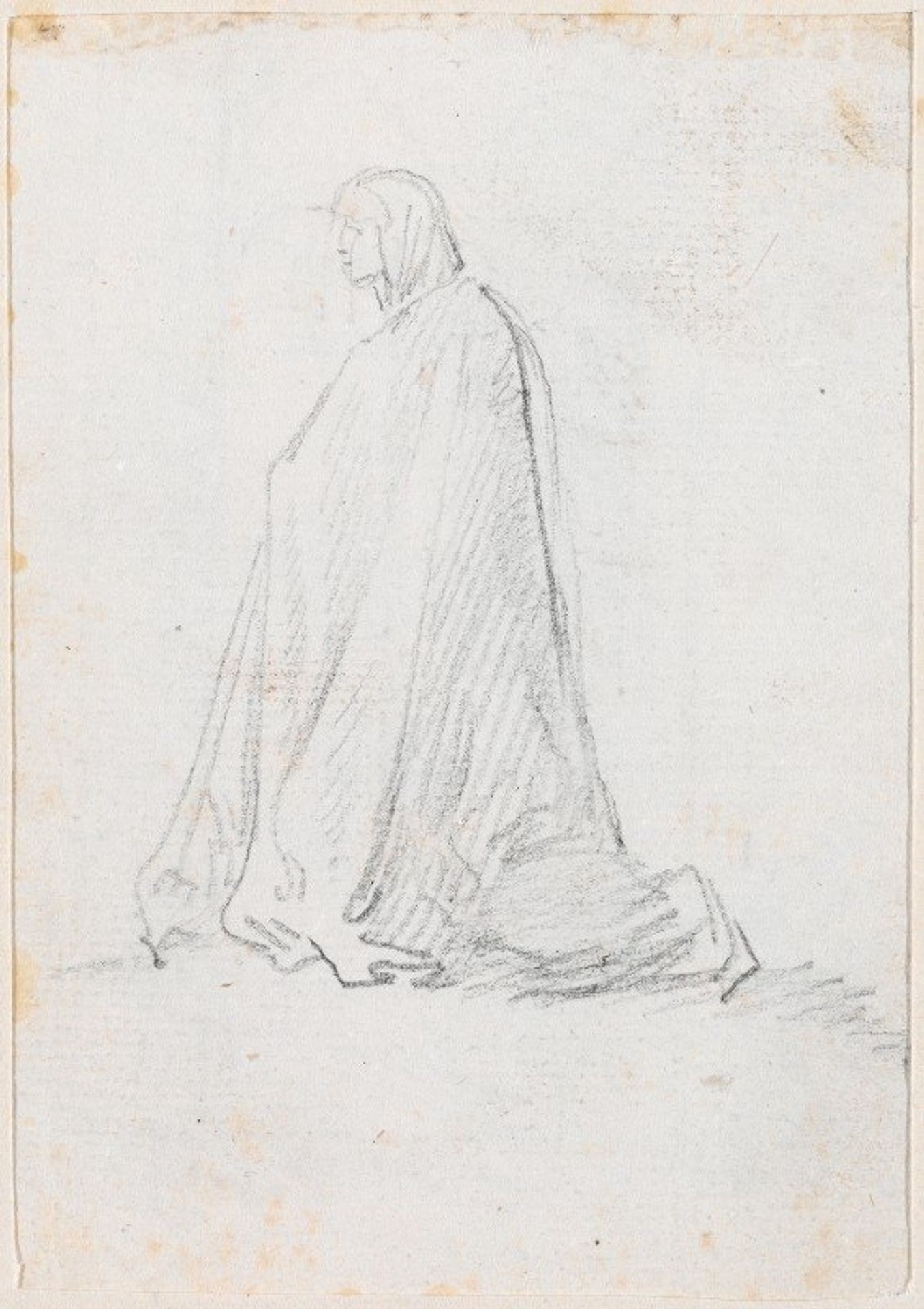 Kneeling Figure in a Hooded Robe by Hubert Robert