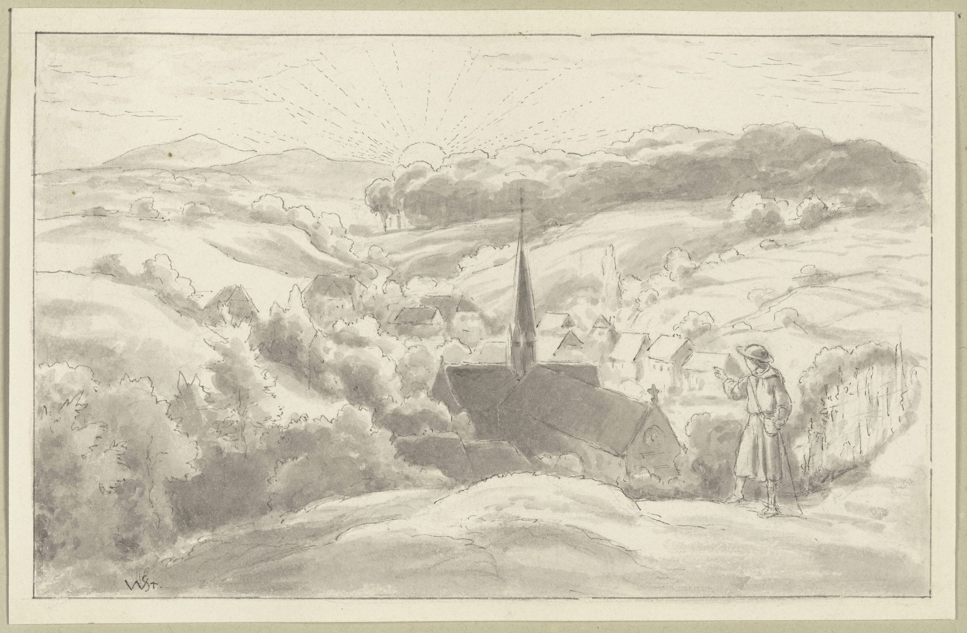 Diethers Abschied vom Kloster MaulbronnIllustration zu_ Heinrich Steinhausen, „Irmela. Eine Geschichte aus alter Zeit“, Prachtausgabe, Leipzig_ Georg Böhme, [1884], S. 17 by Wilhelm Steinhausen