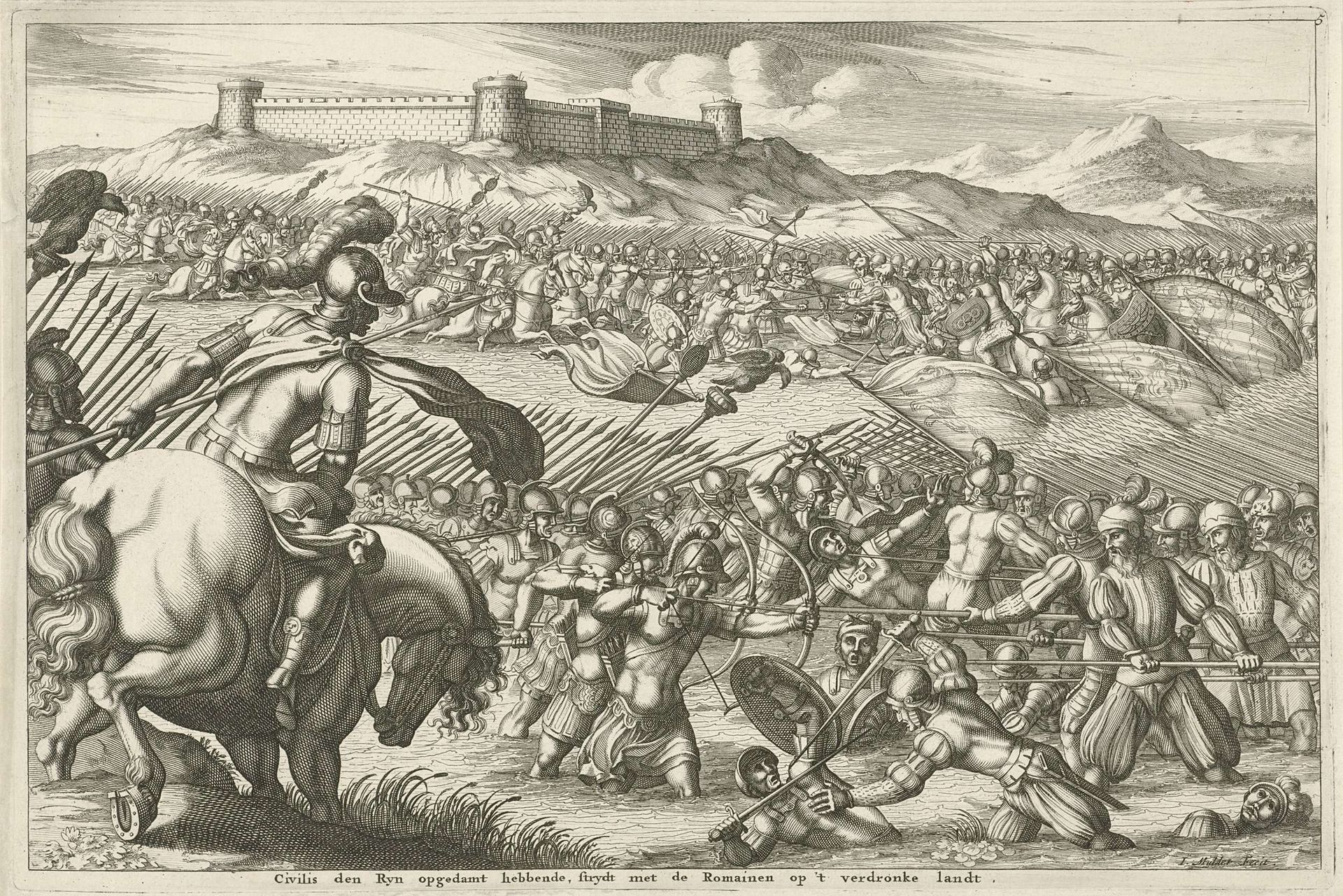 Civilis laat het land onder water lopen, 69-70 by Joseph Mulder