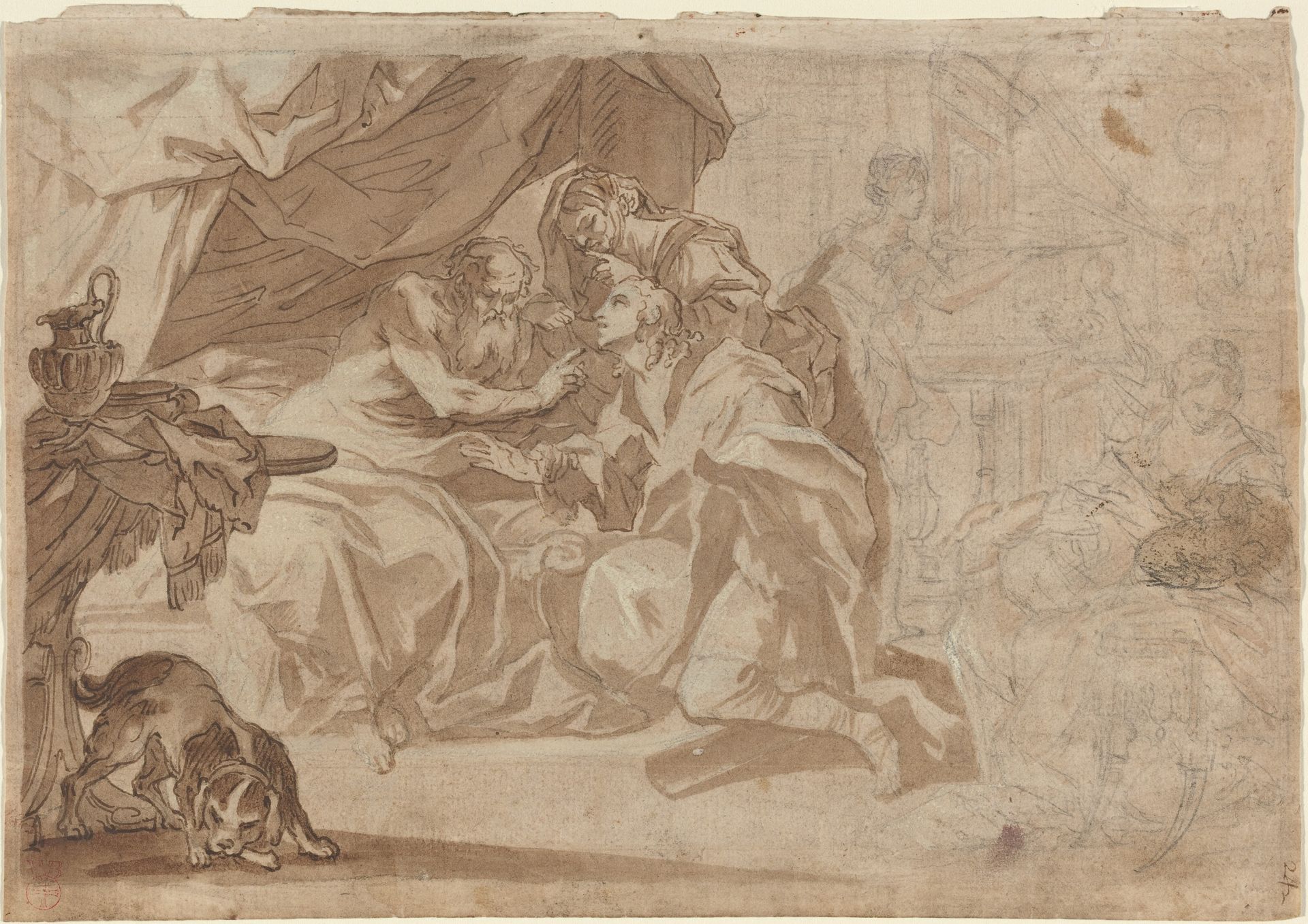Jacob and Rebecca before Isaac [recto] by Anonymous