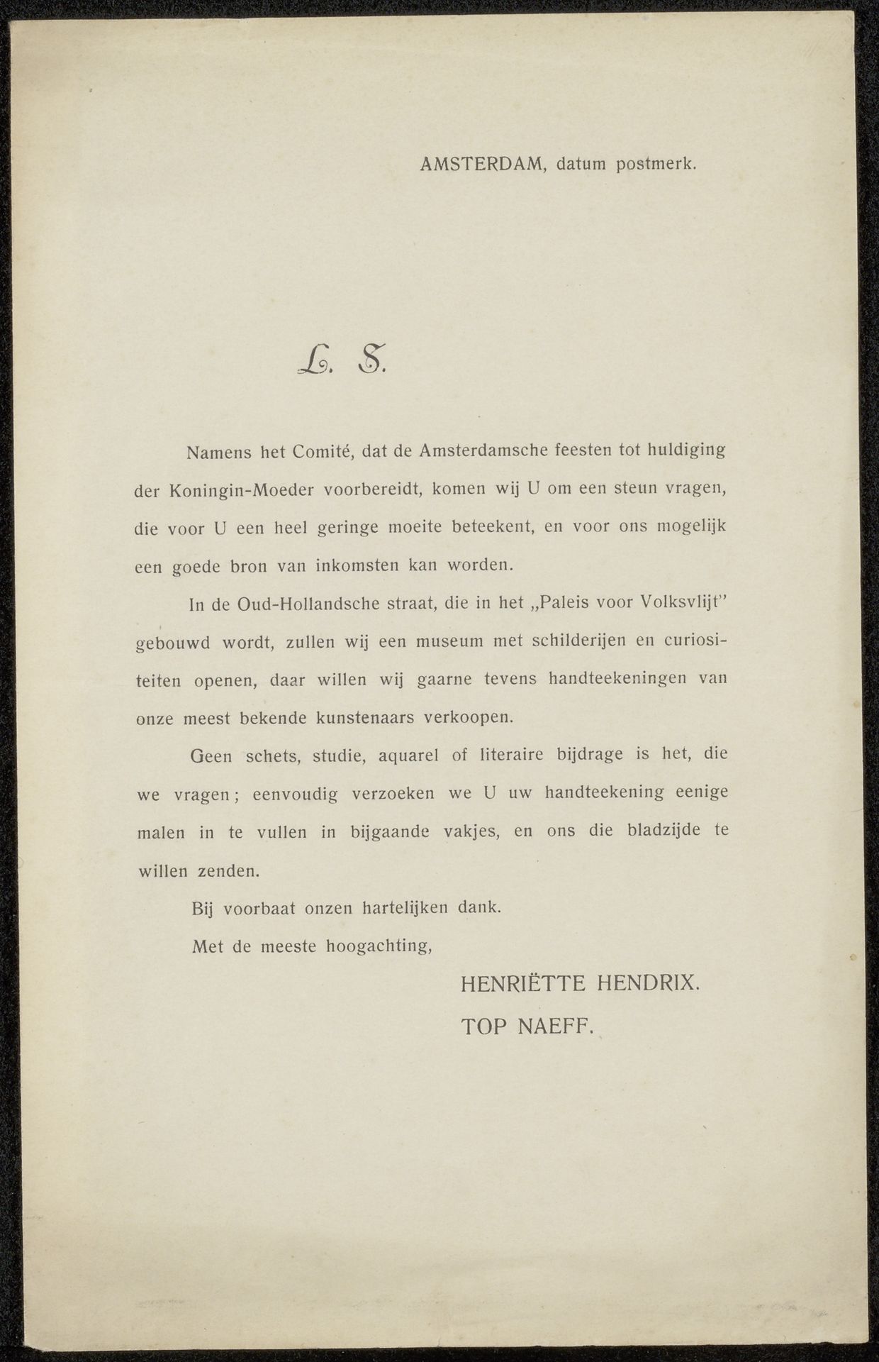 Brief aan Philip Zilcken by Henriëtte Holst-Hendrix