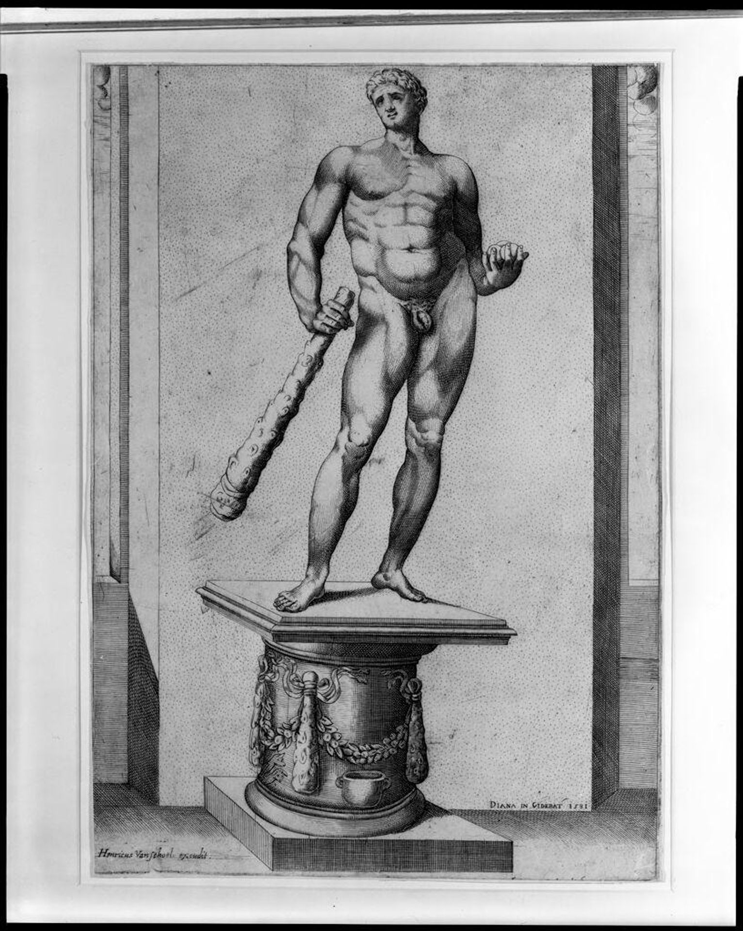 Hercules Holding a Club by Diana Scultori