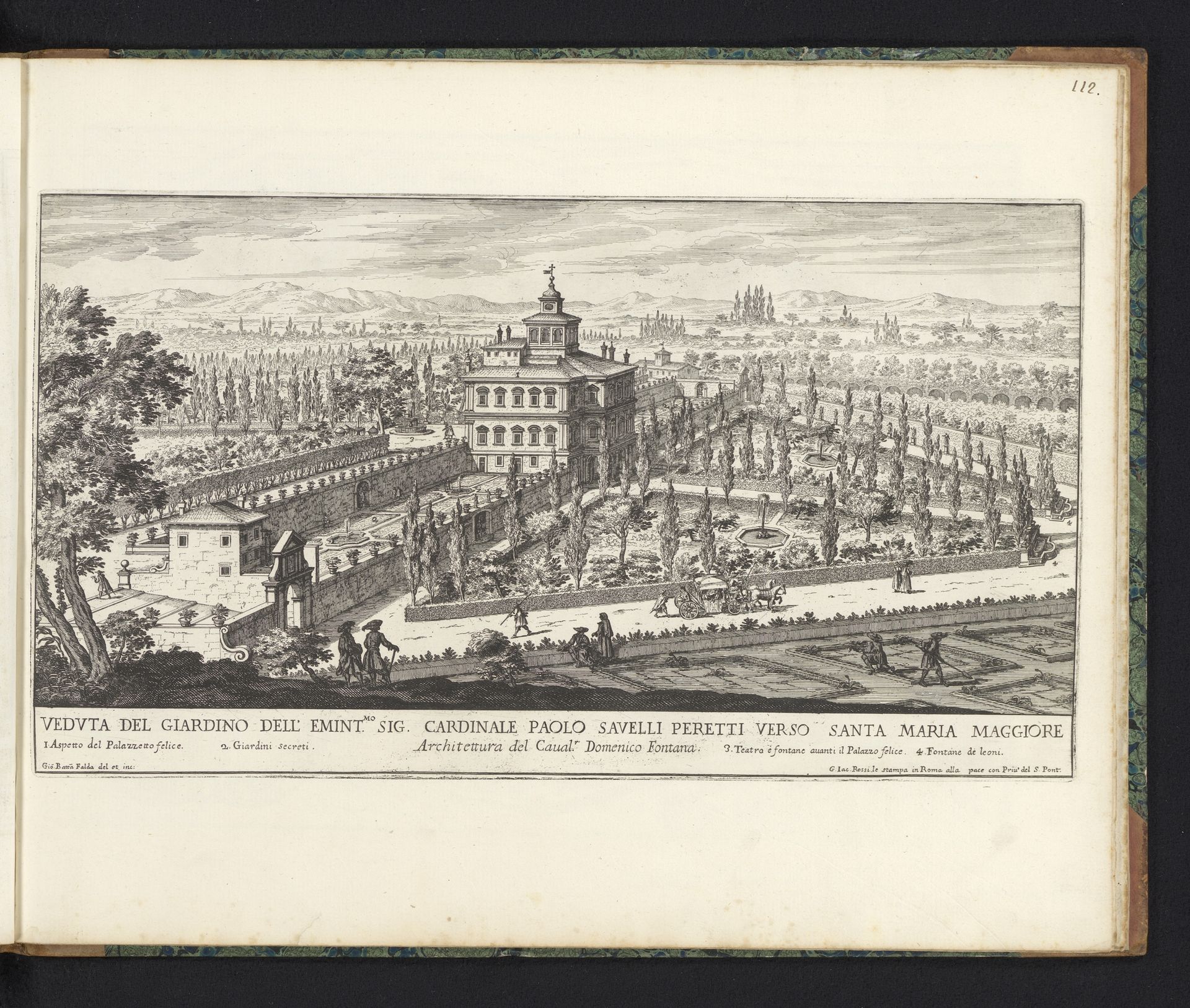 Gezicht op het paleis en de tuin van kardinaal Paolo Savelli by Giovanni Battista Falda