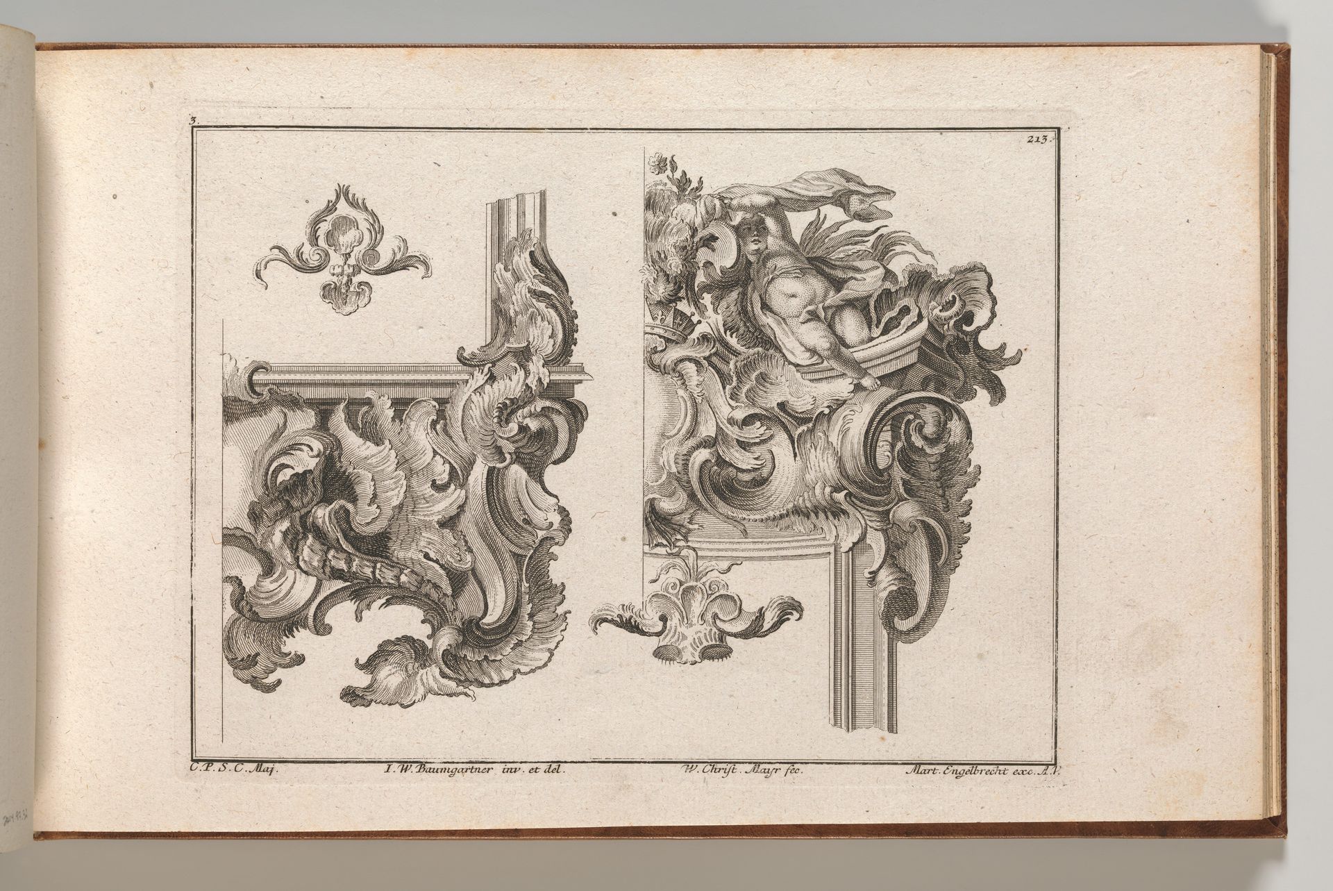 Suggestion for the Decoration of Lower Right and Top Right of an Altar Frame, Plate 3 from an Untitled Series with Rocailles Ornaments for Altar and Door Frames by Wolffgang Christoph Mayr