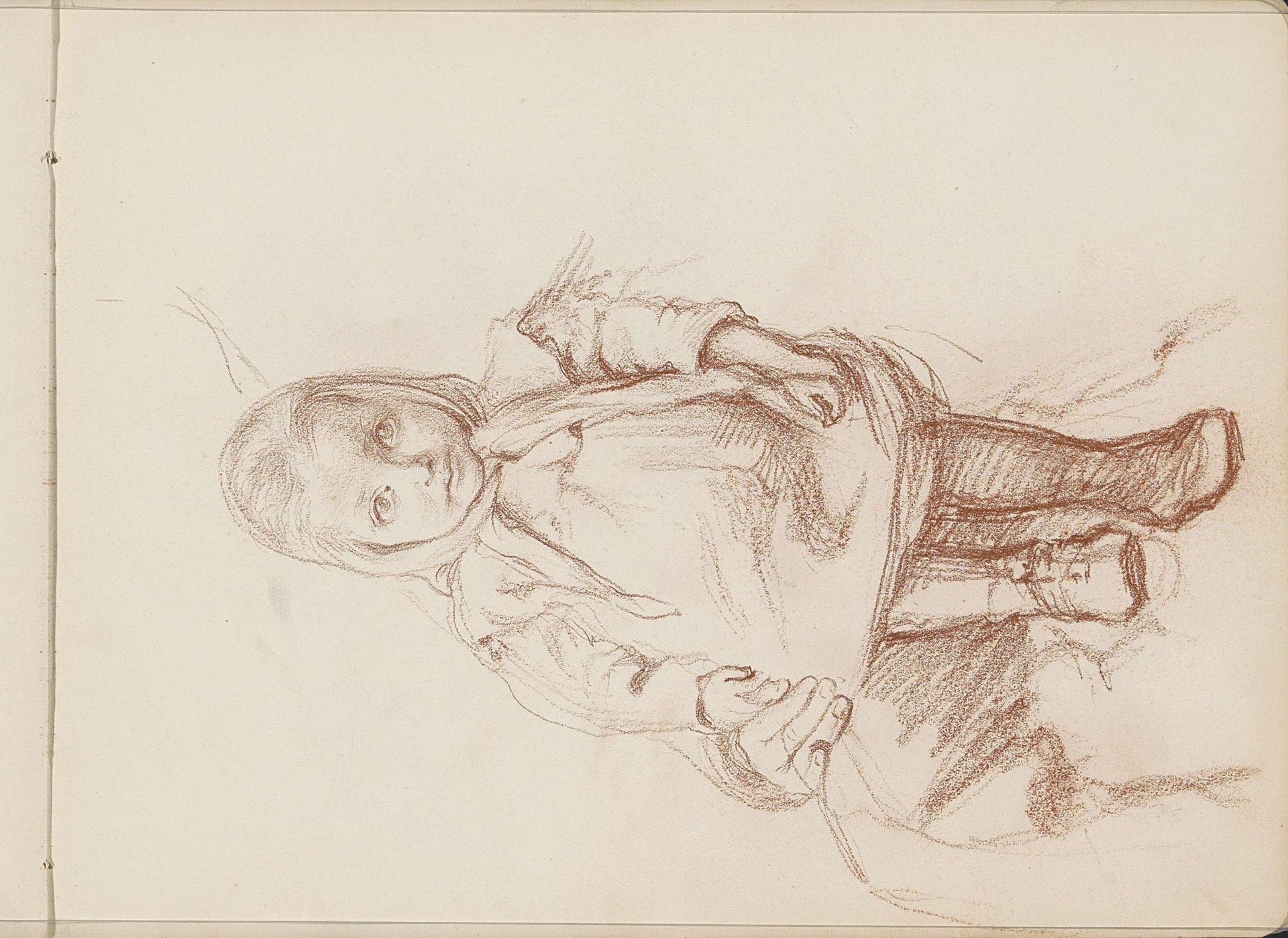 Peutermeisje zittend op een schoot by Bramine Hubrecht