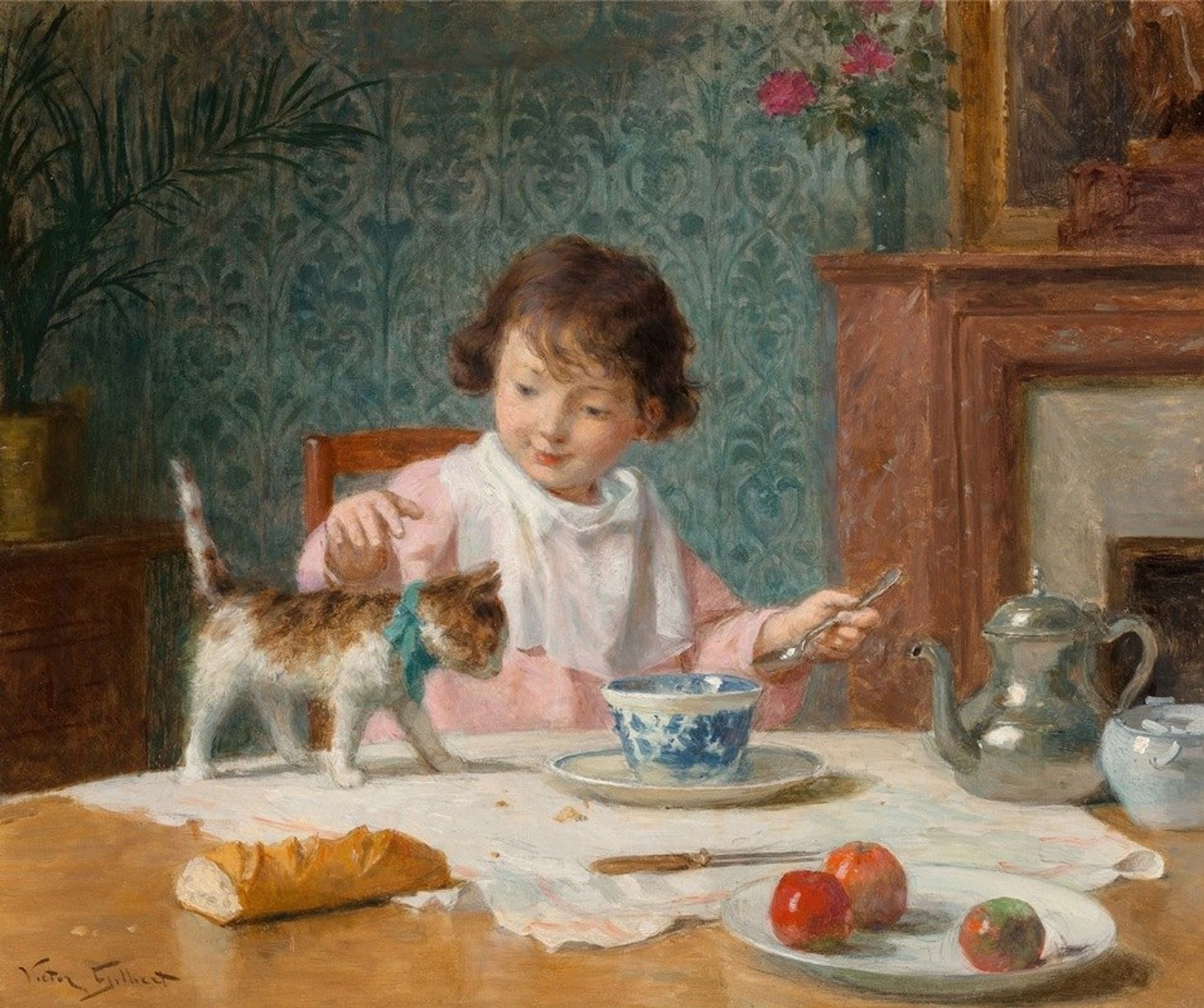 Jeune fille au chat by Victor Gabriel Gilbert