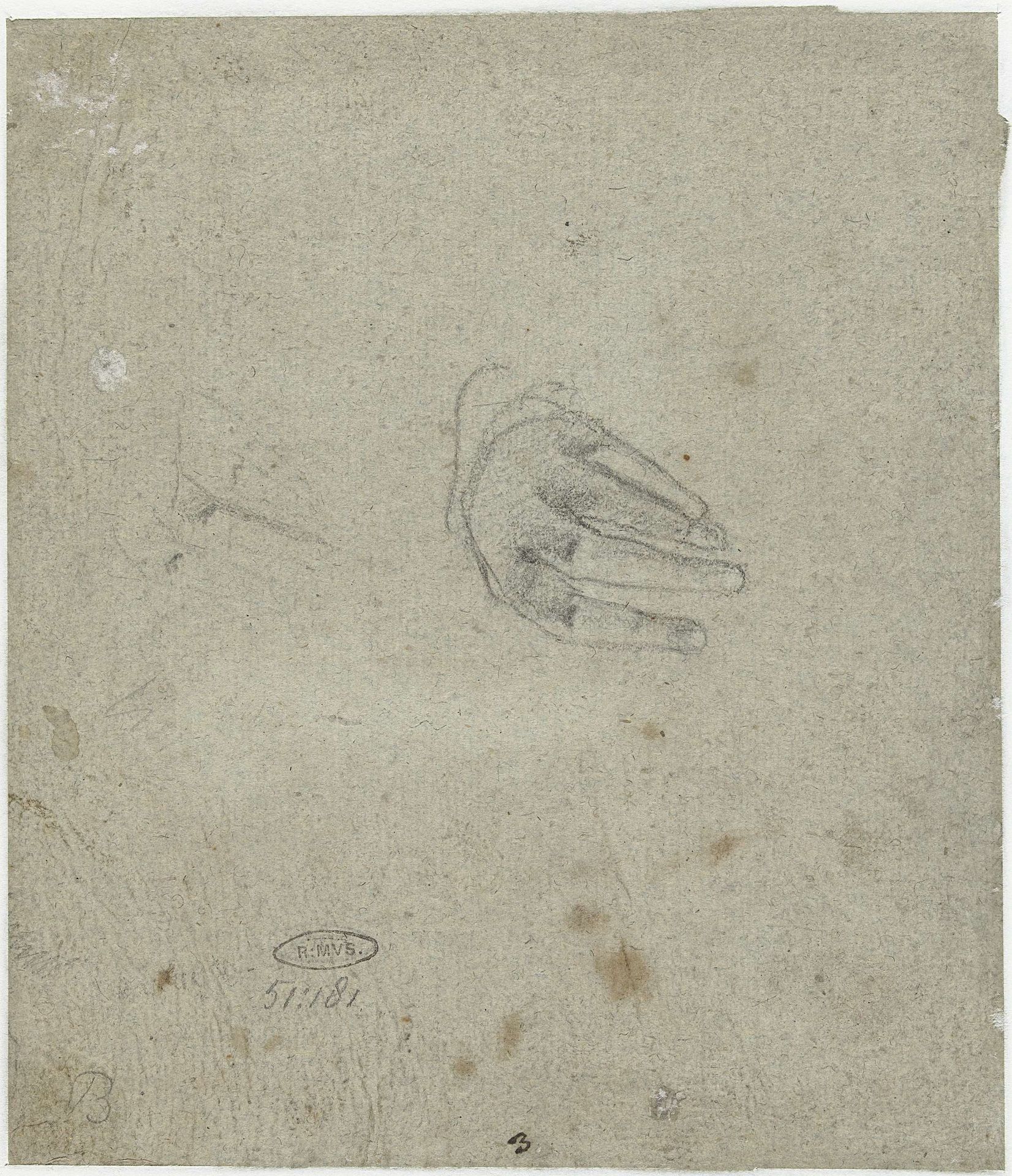 Studie van een linkerhand op een stoelleuning by Gaspar de Crayer
