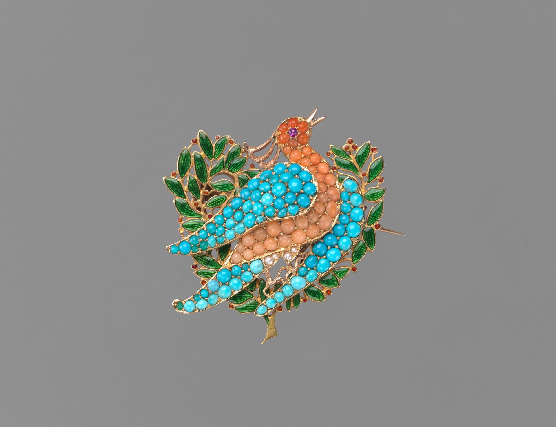 Brooch in the form of a dove on an olive branch by Edward Burne-Jones