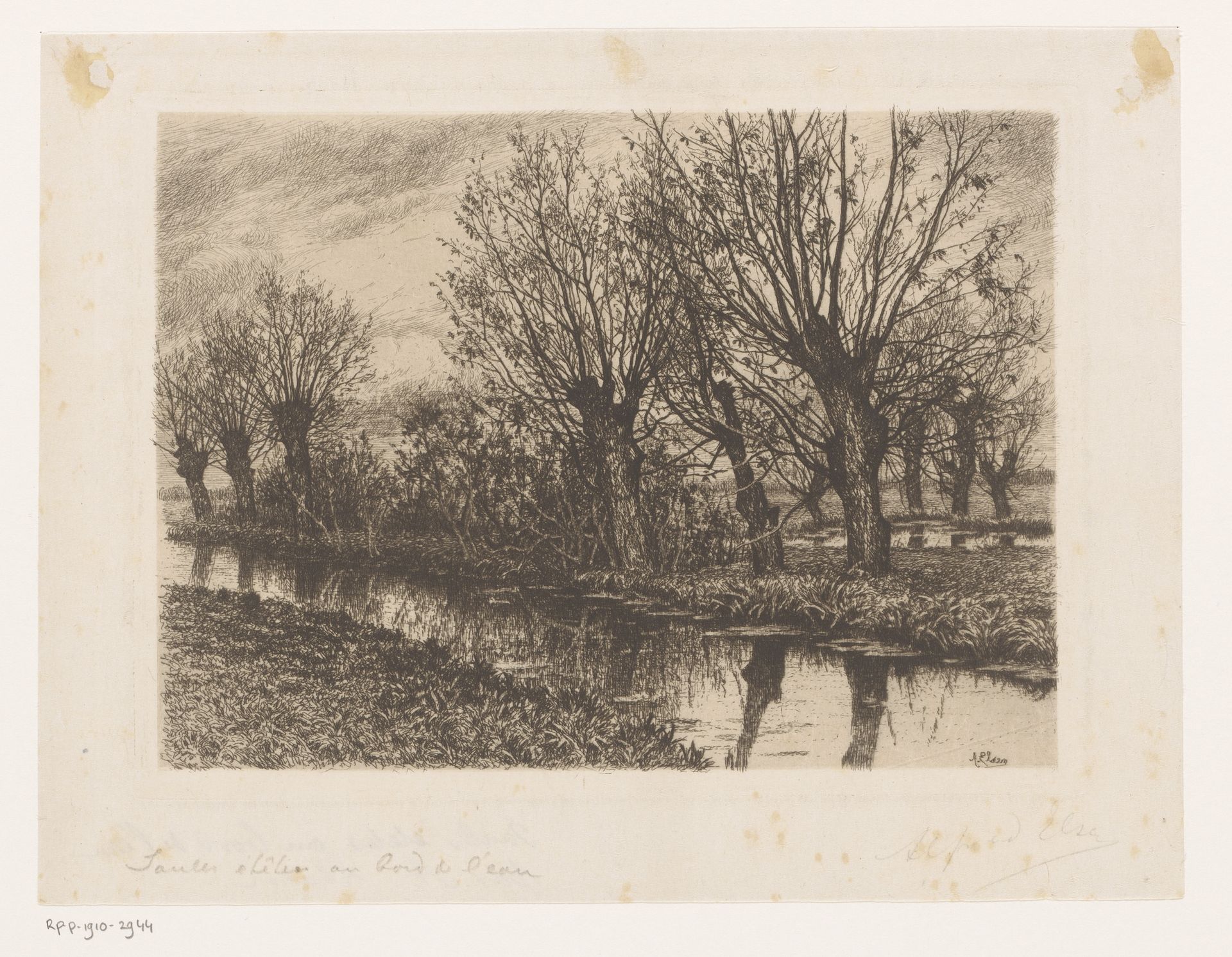 Wilgen langs de oever van een beek by Alfred Elsen