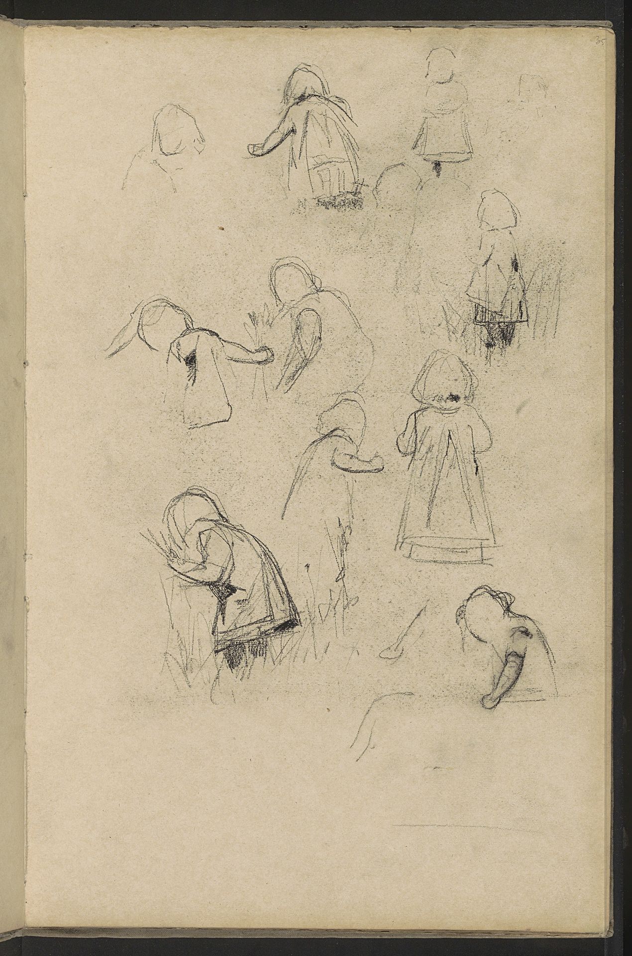 Studies van een meisje in het gras by Willem Witsen