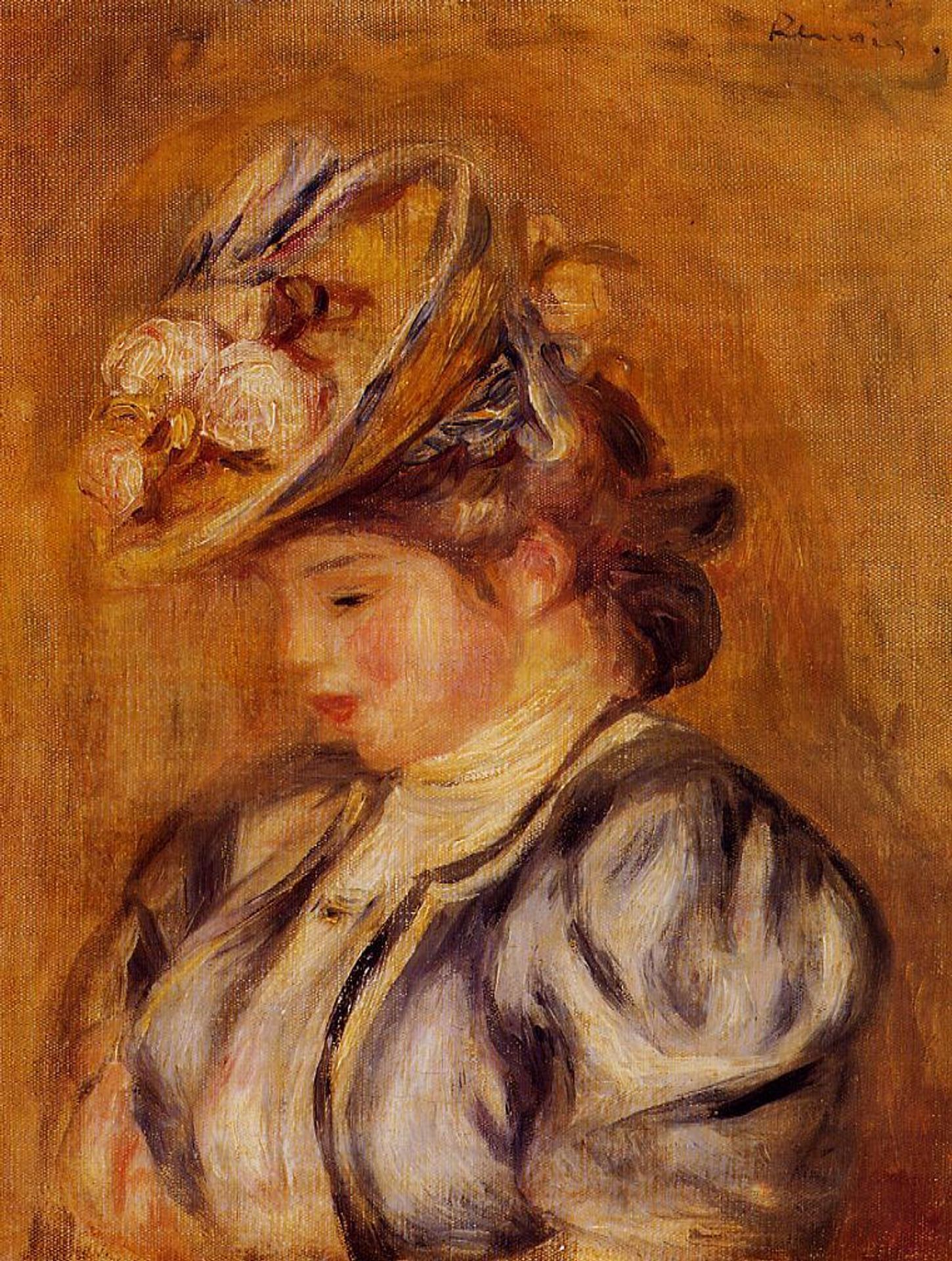 Girl in a Flowery Hat by Pierre-Auguste Renoir