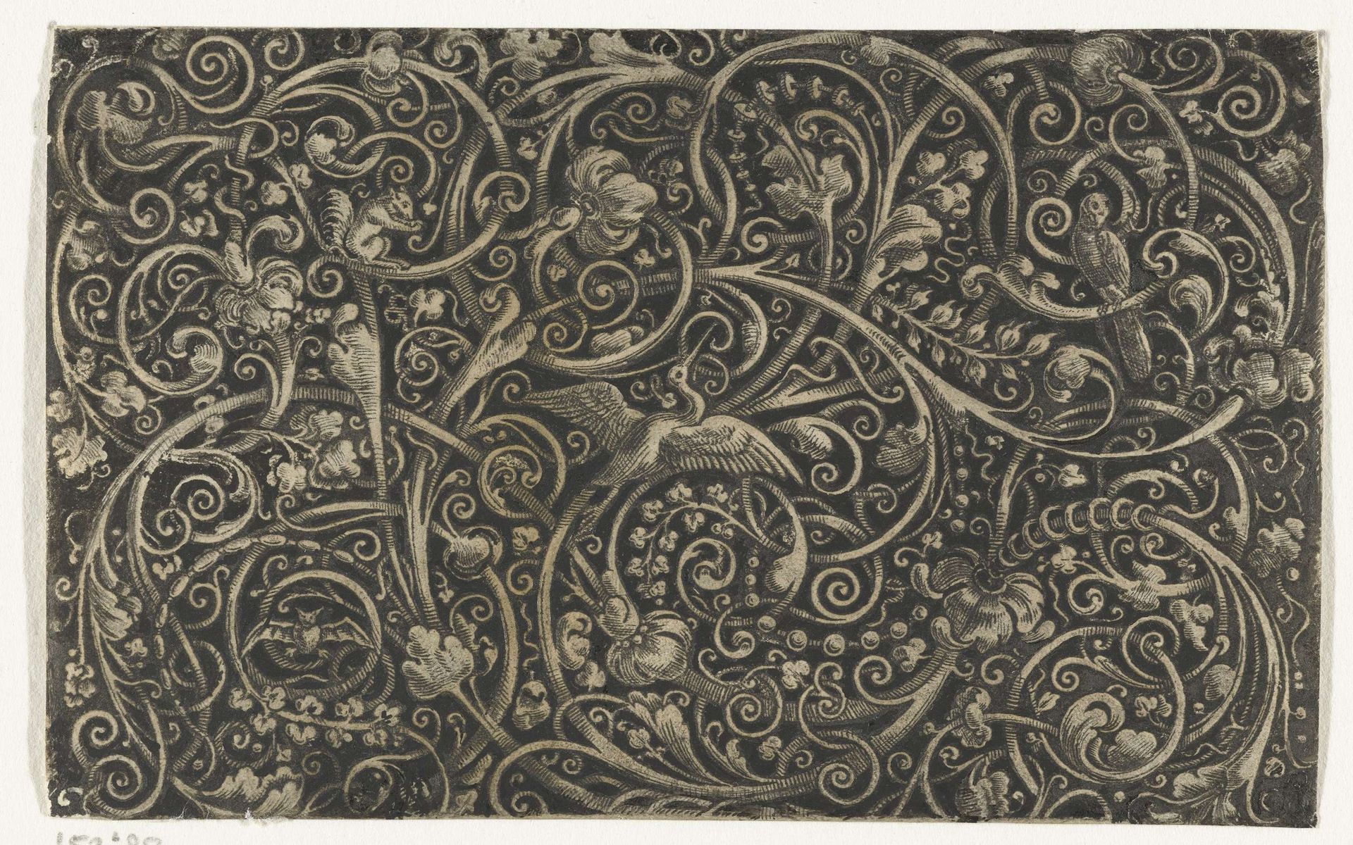 Paneel met bladranken en dieren by Anonymous