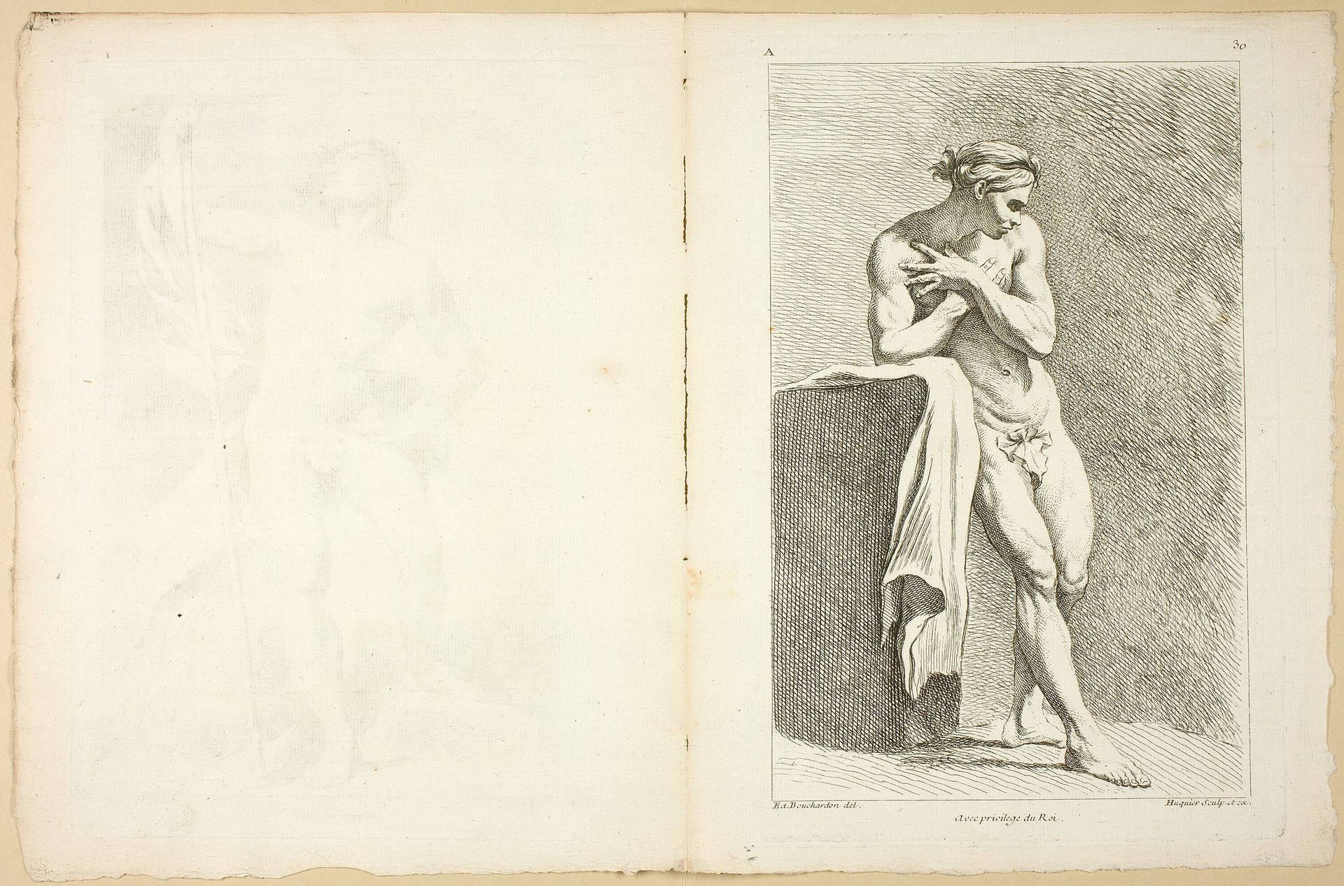 Figure (recto and verso), from Premier livre de figures d’Academies gravées en Partie par les Professeurs de l’ Académie Royale by Gabriel Huquier