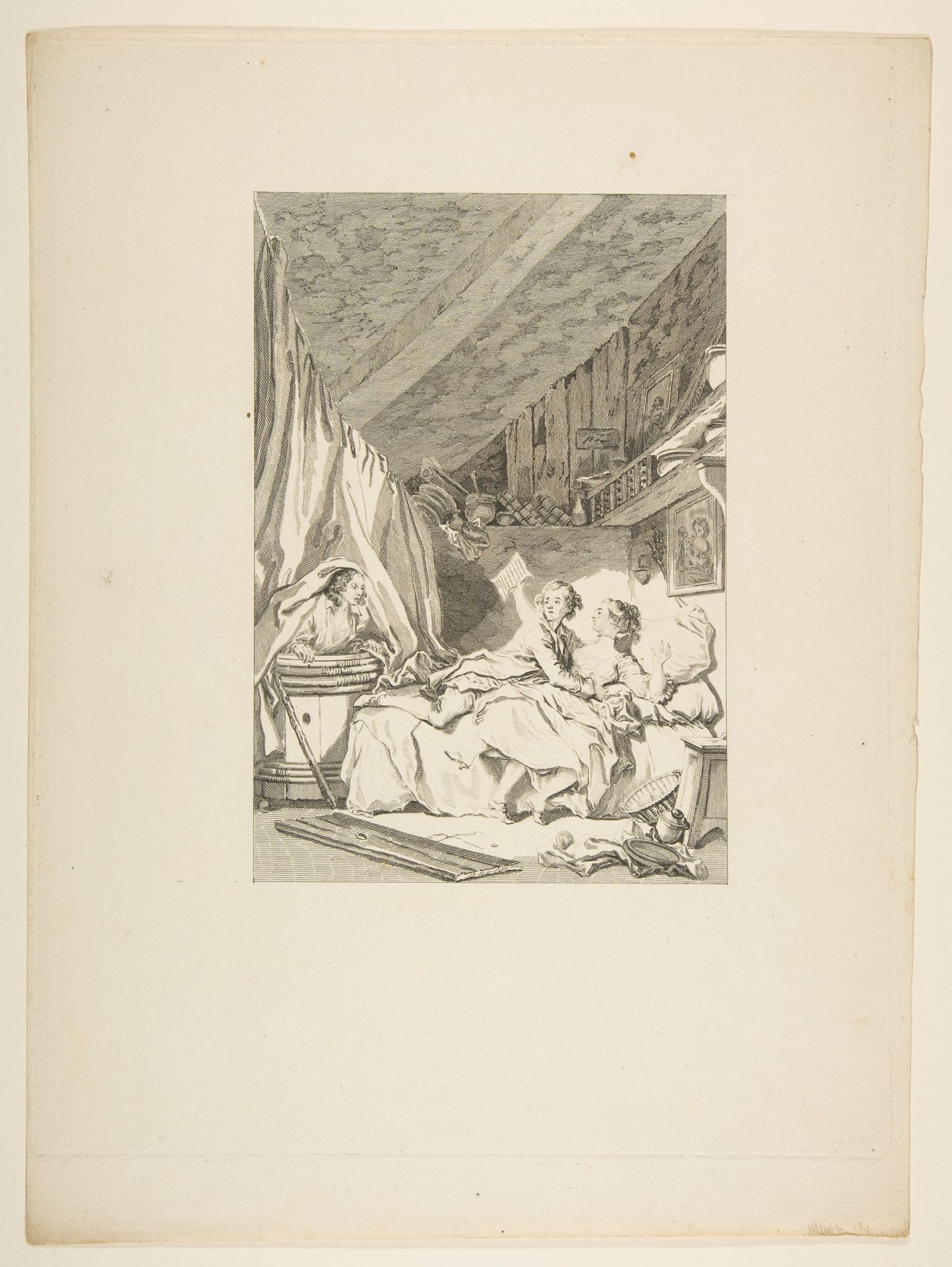 Le Savetier, from "Contes et nouvelles en vers par Jean de La Fontaine.  A Paris, de l'imprimerie de  P. Didot, l'an III de la République, 1795" by Jean Dambrun