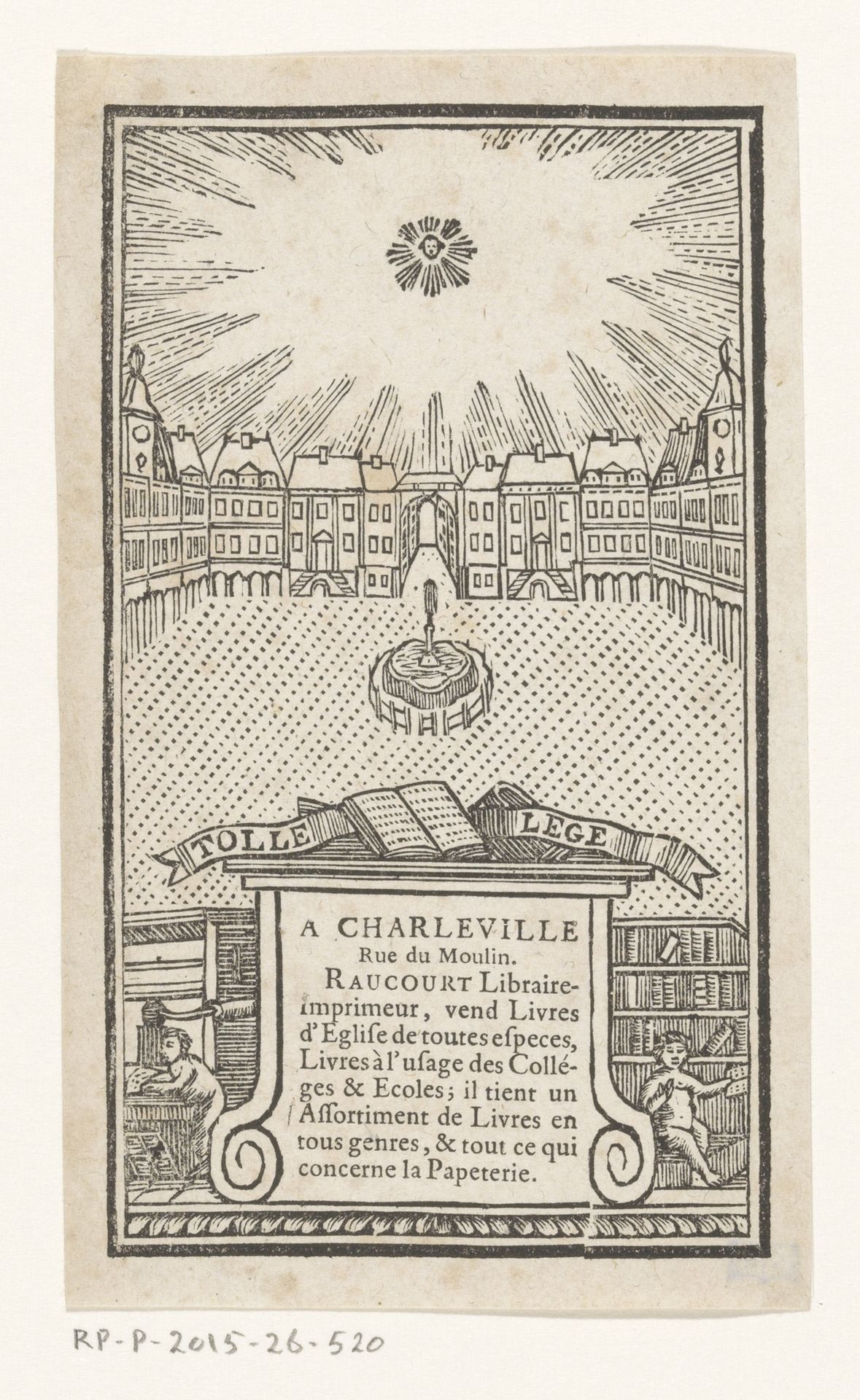 Visitekaartje van Jean-Baptiste-François Raucourt, boekhandelaar en drukker te Charleville by Anonymous