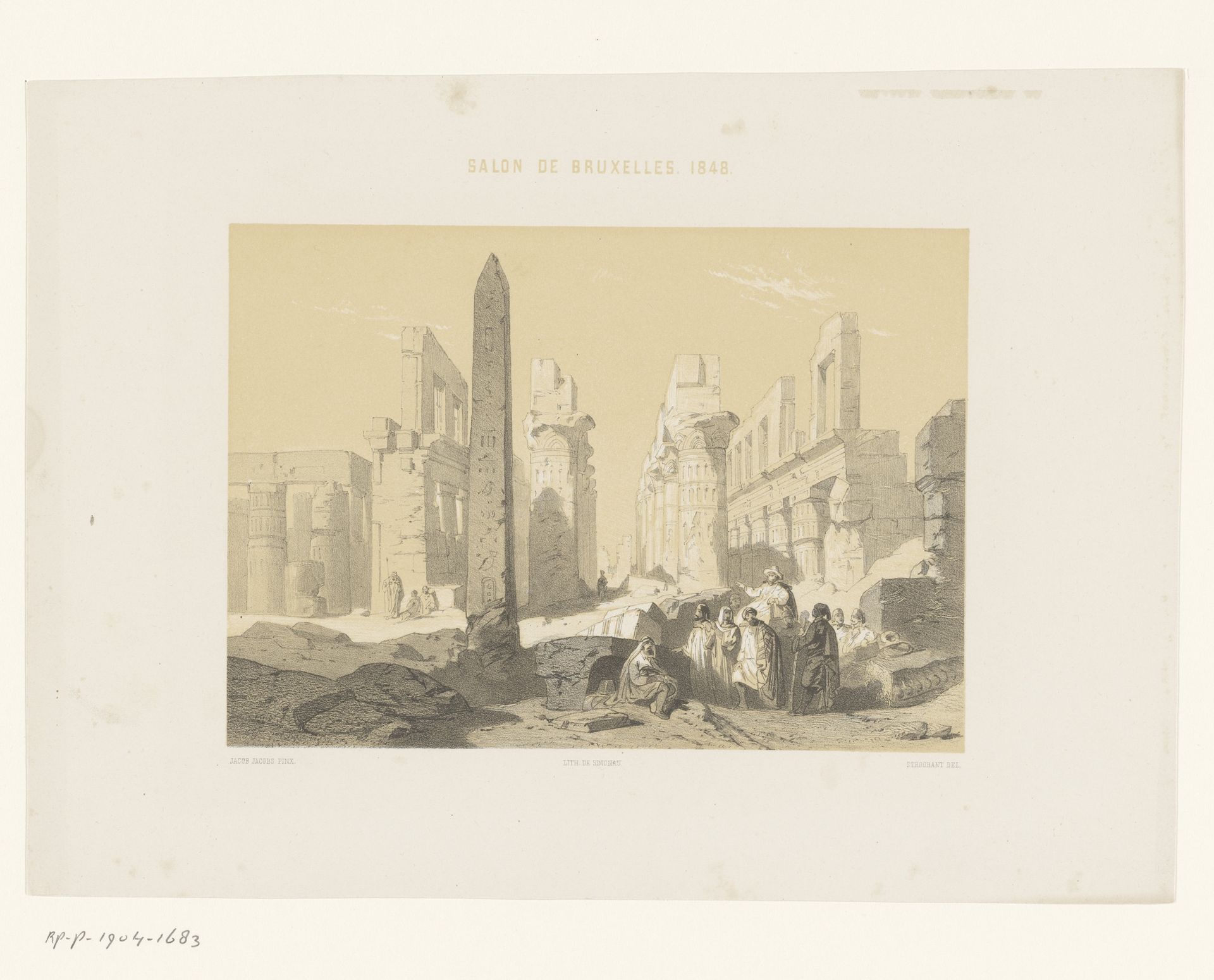 Man in een draagstoel bezoekt Egyptische ruïnes by François Stroobant