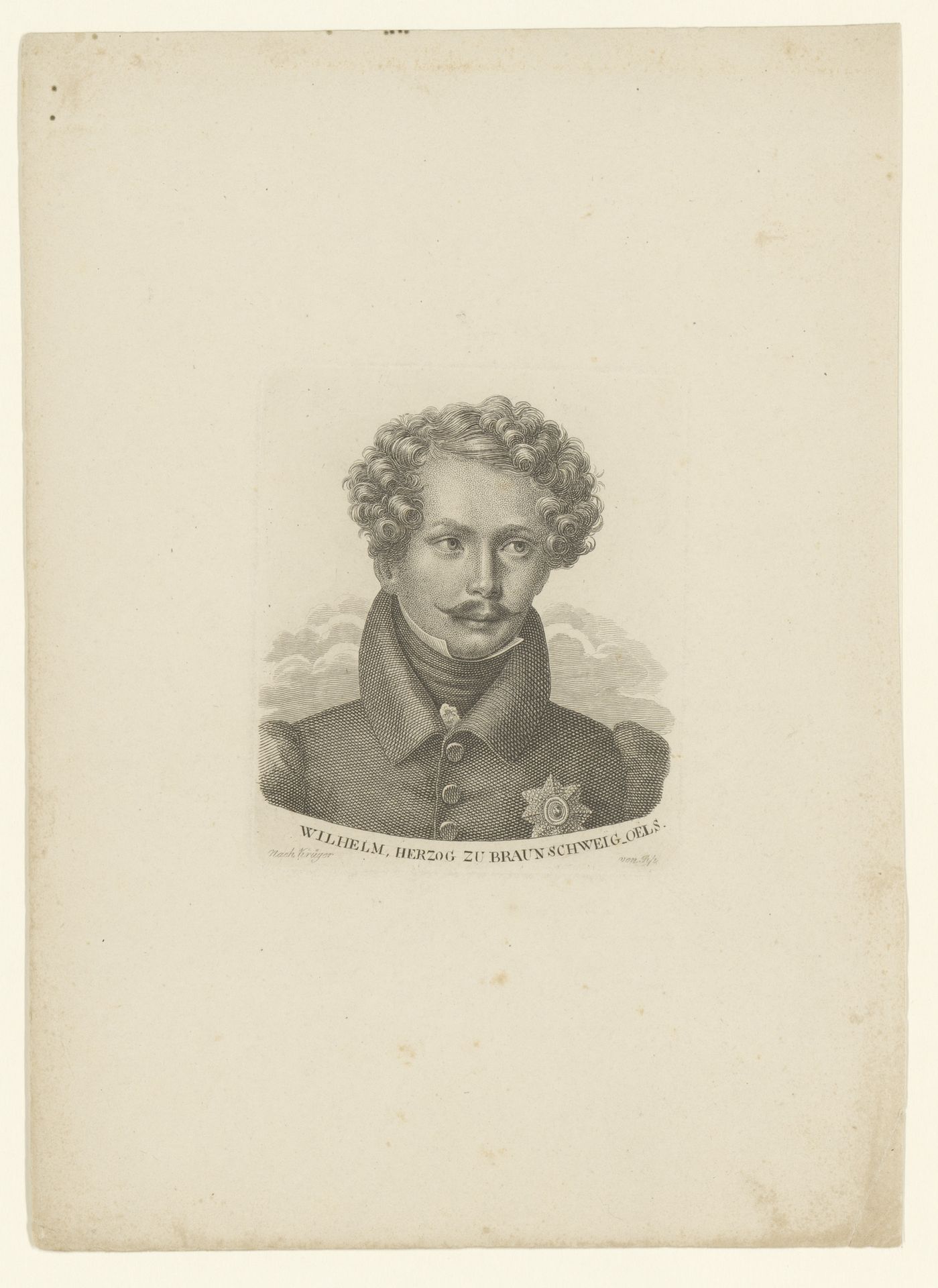 Portret van Willem August Lodewijk Maximiliaan Frederik van Brunswijk-Wolfenbüttel-Bevern by Ernst Ludwig Riepenhausen