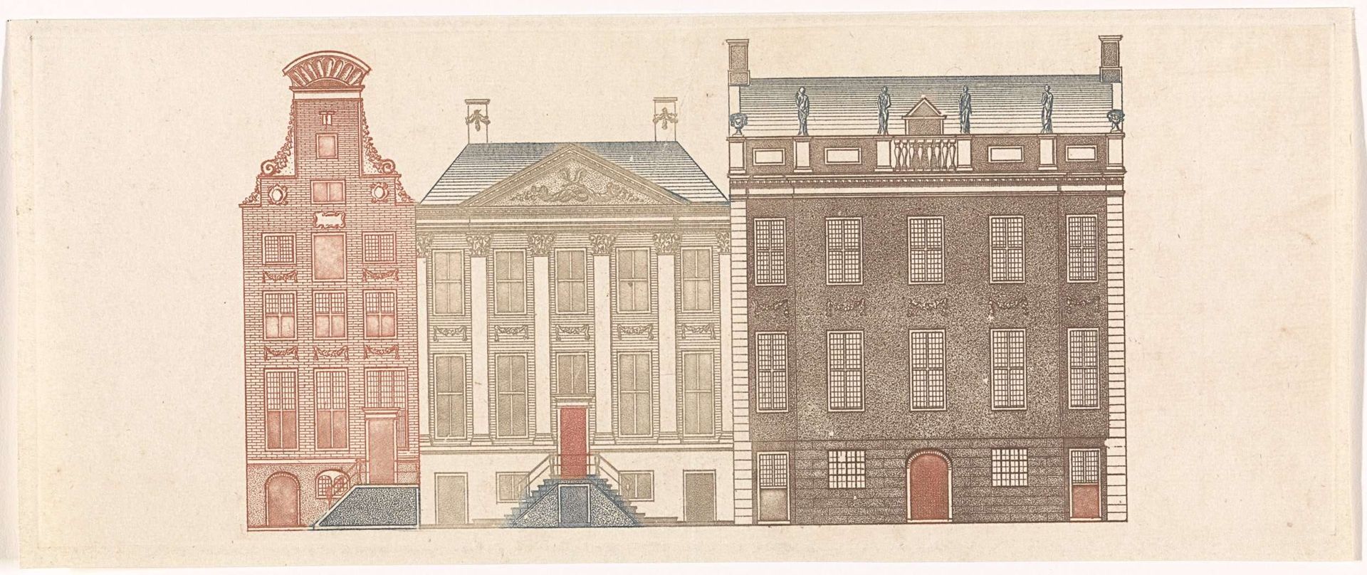 Amsterdamse grachtenhuizen aan de Herengracht 474-478 by Anonymous