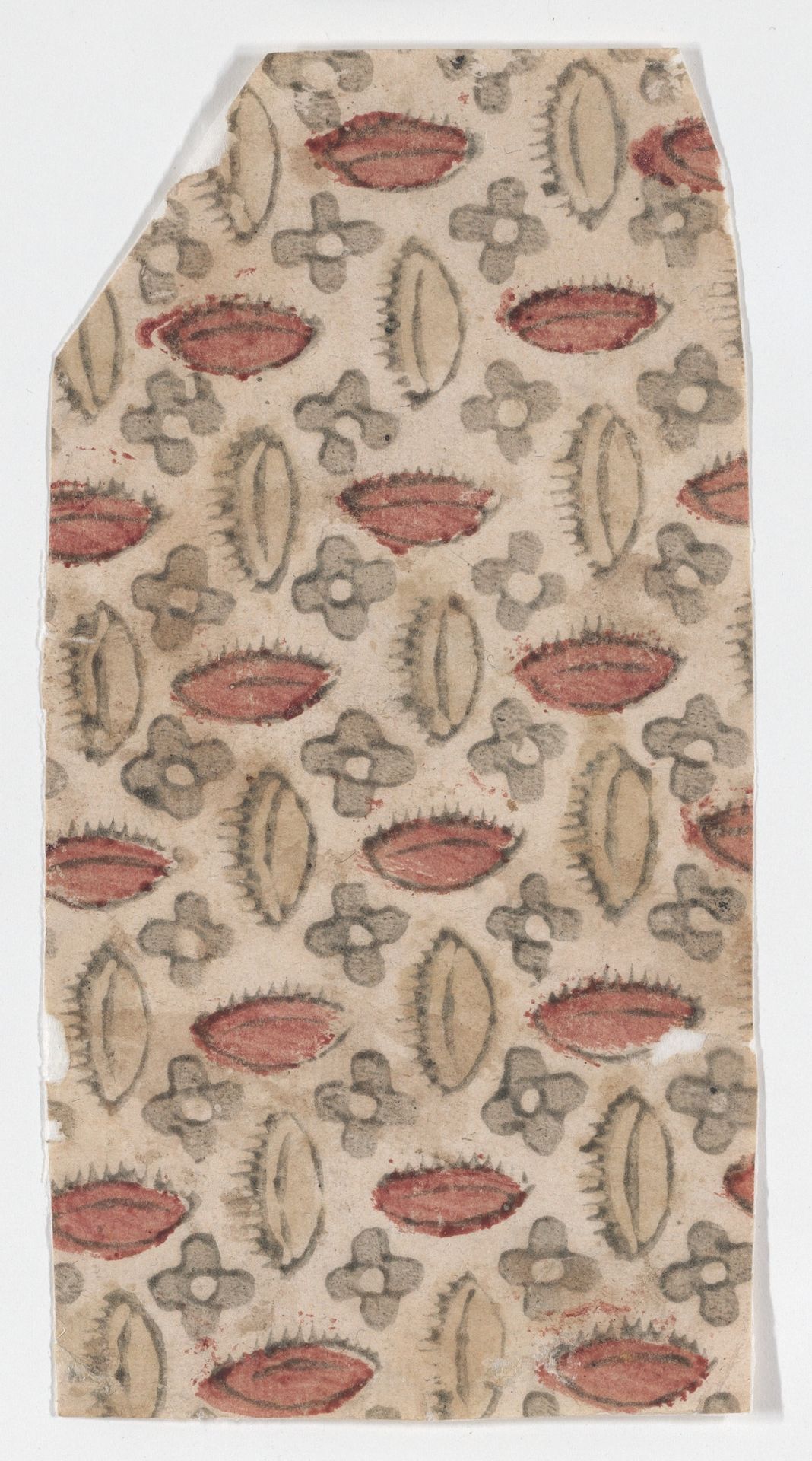 Sheet with overall pattern of flowers and ovals by Anonymous