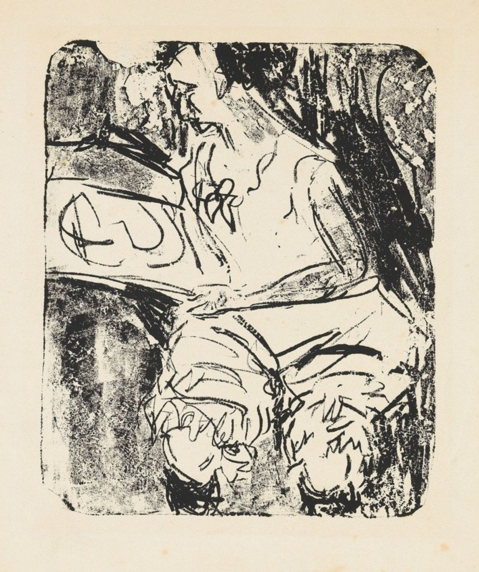 Graphik besehendes Mädchen by Ernst Ludwig Kirchner