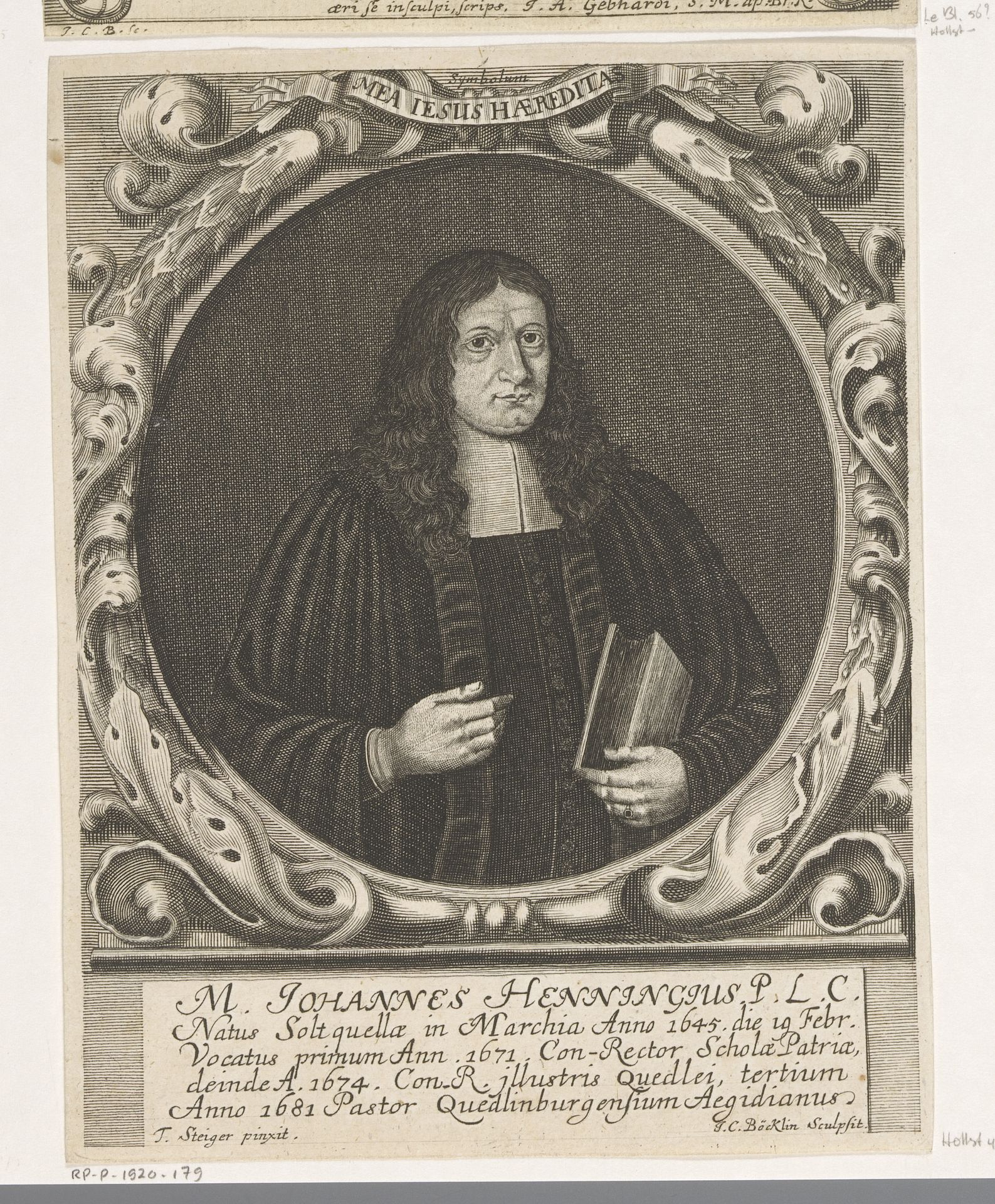 Portret van Johannes Henning by Johann Christoph Boecklin