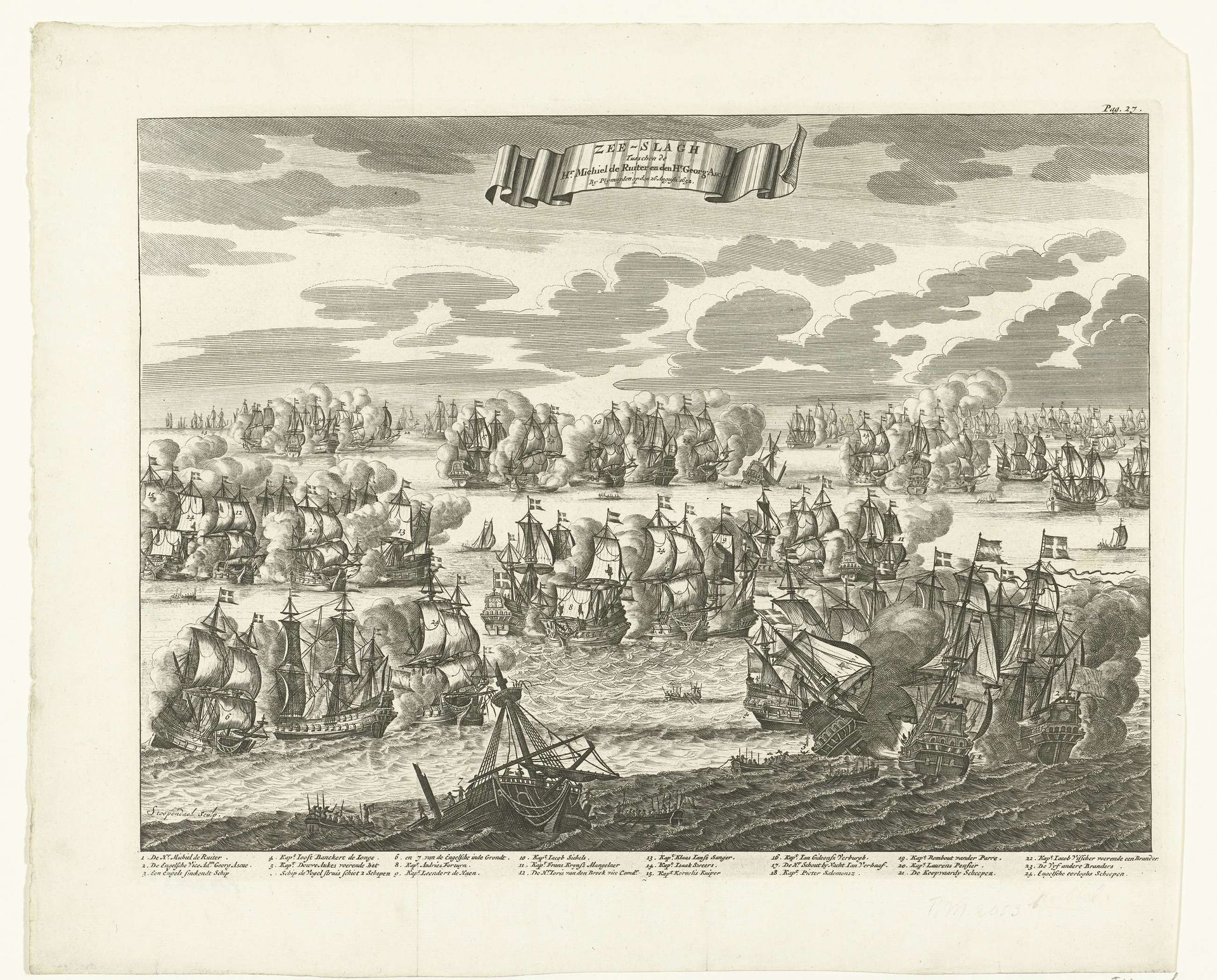 Zeeslag bij Plymouth, 1652 by Bastiaen Stopendael