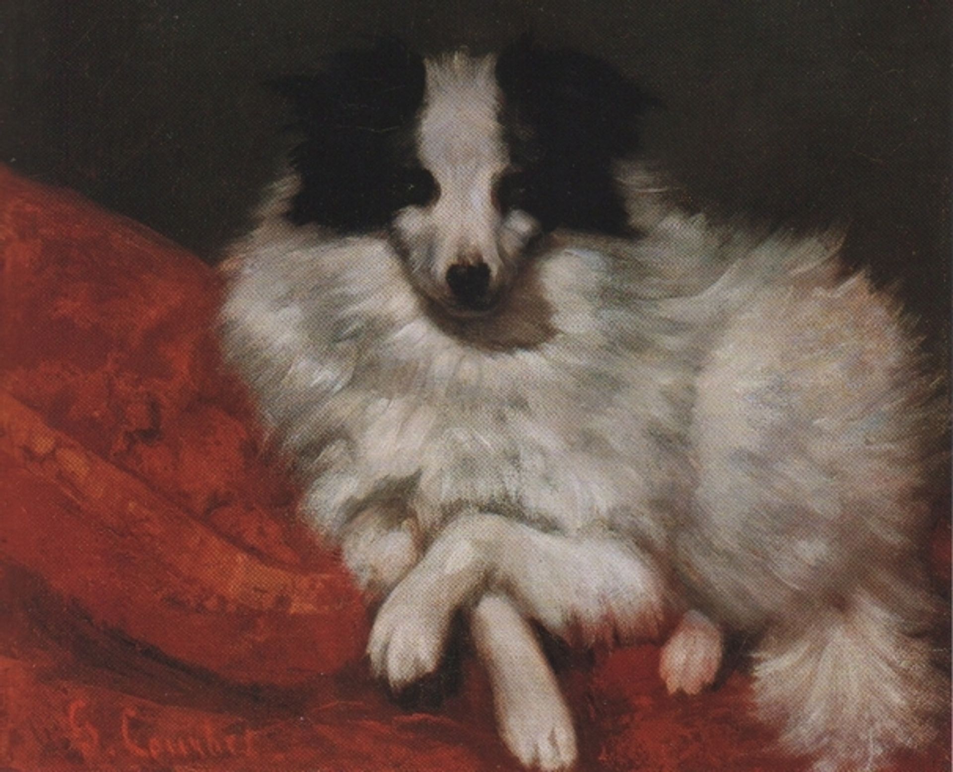 Sitting on Cushions Dog by Gustave Courbet