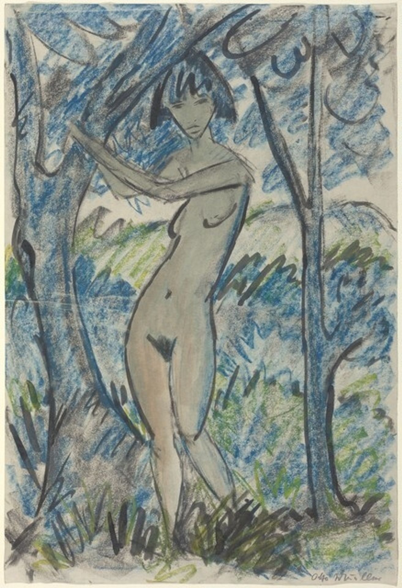 Standing Nude in a Landscape by Otto Mueller