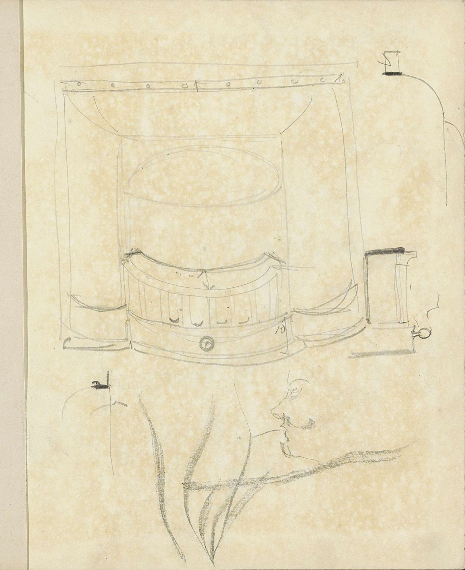 Ontwerp en een figuurstudie by Carel Adolph Lion Cachet