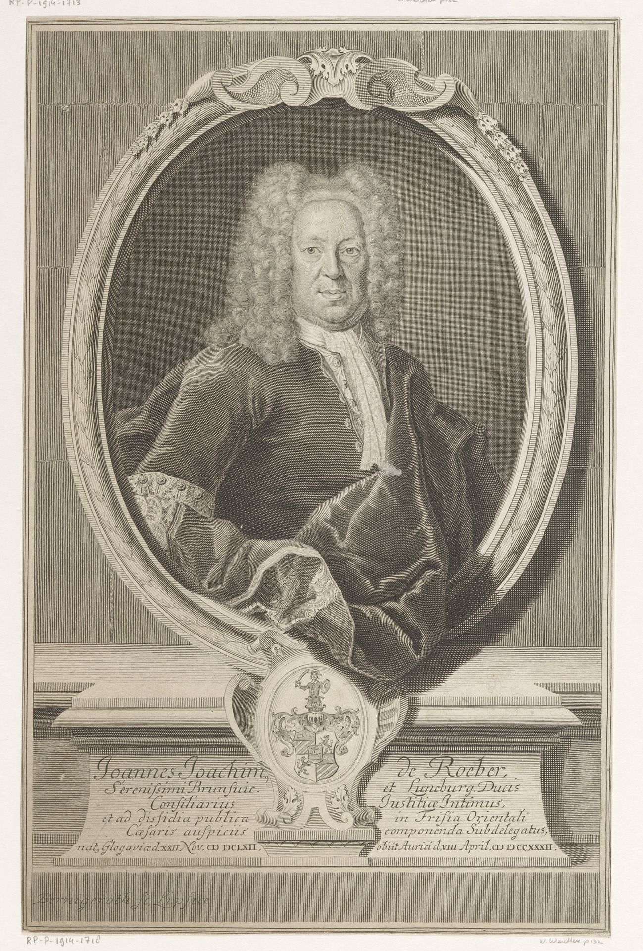 Portret van Johann Joachim von Roeber by Martin Bernigeroth