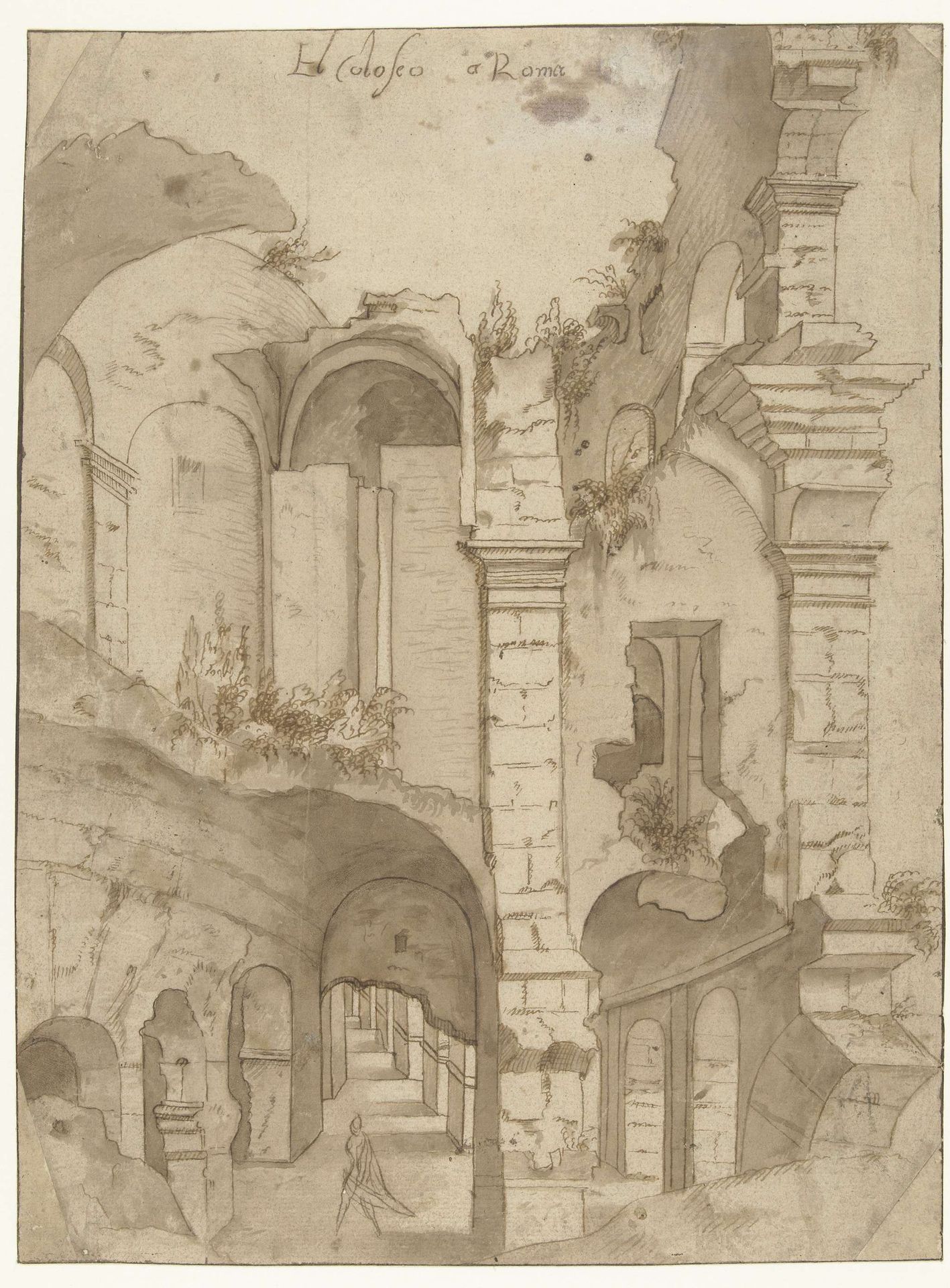 Gezicht op Colosseum te Rome by Anonymous