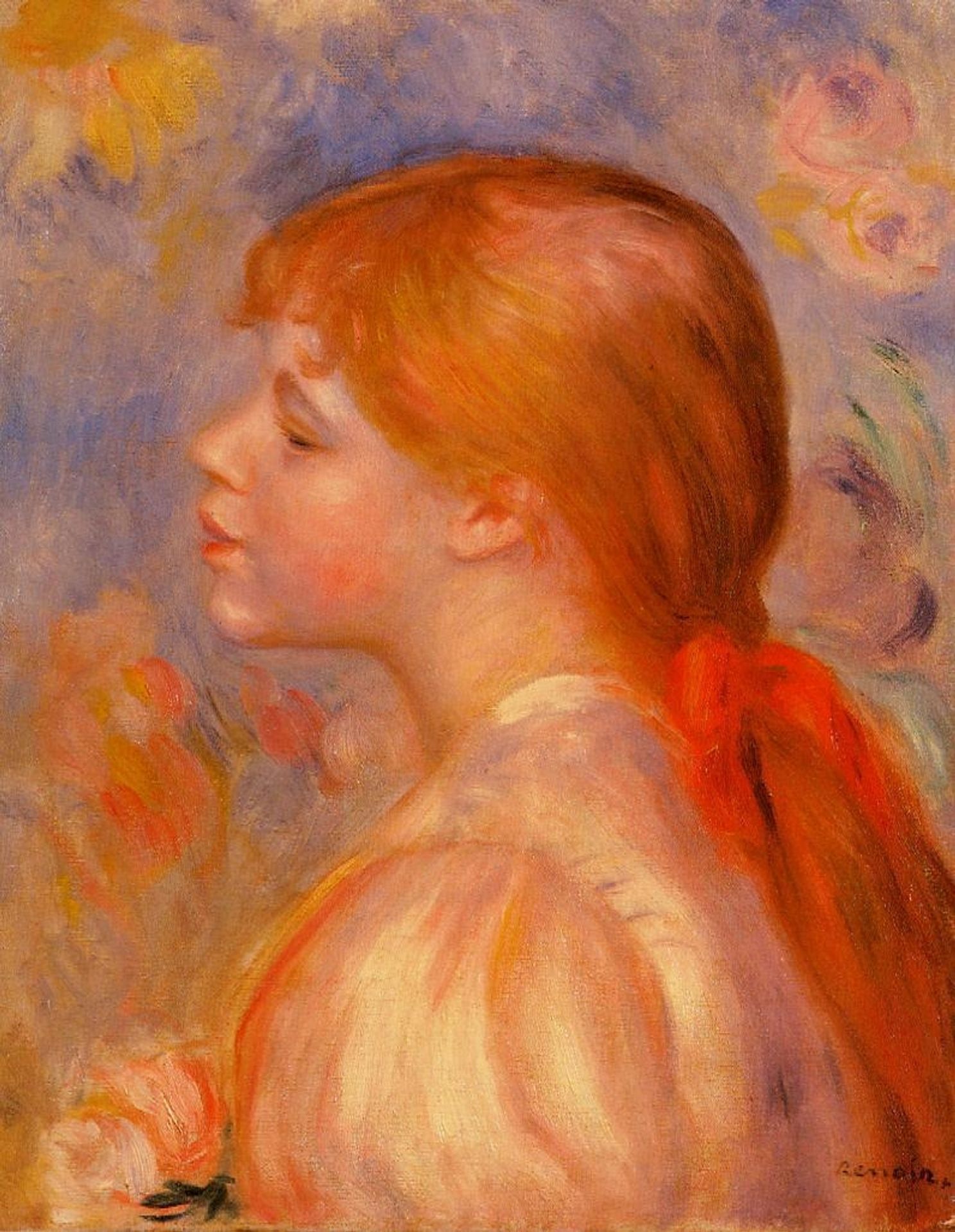 Girl with a Red Hair Ribbon by Pierre-Auguste Renoir