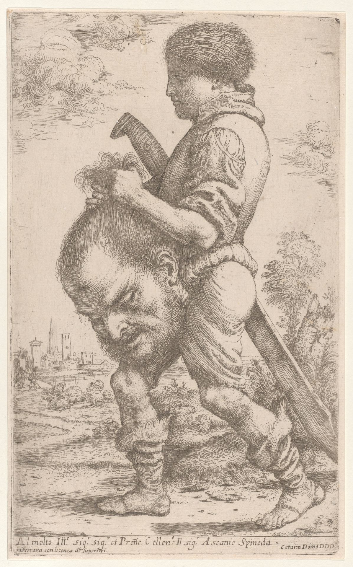 David carrying the head of Goliath, which he holds by the hair by Giuseppe Caletti, called Cremonese