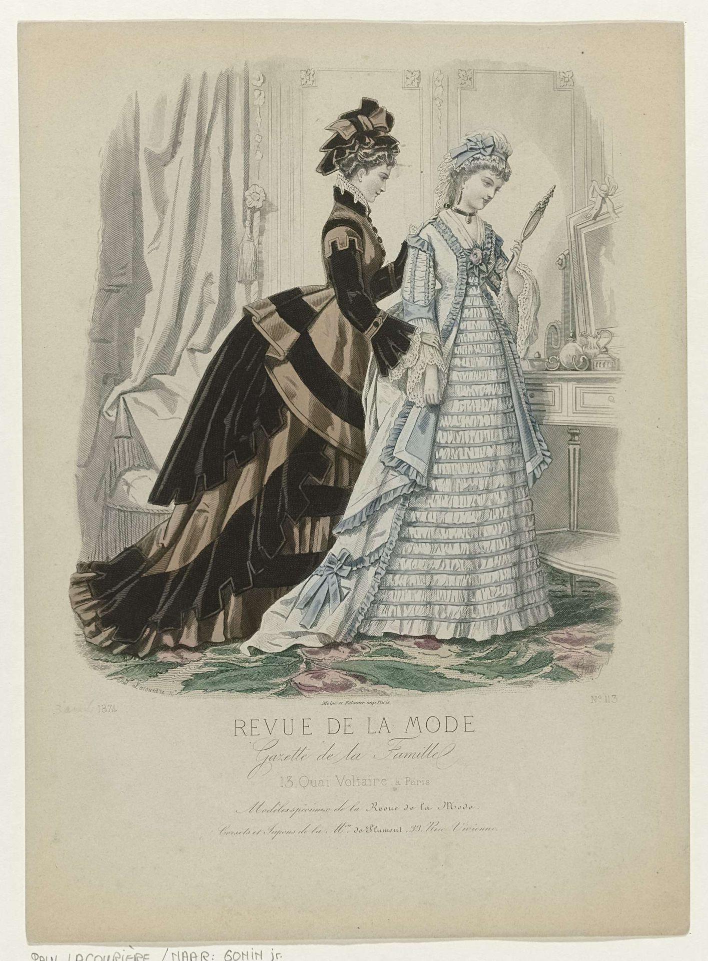 Revue de la Mode, Gazette de la Famille, 1874, 3e année, No. 113: Modéles spéciaux (...) by Paul Lacourière